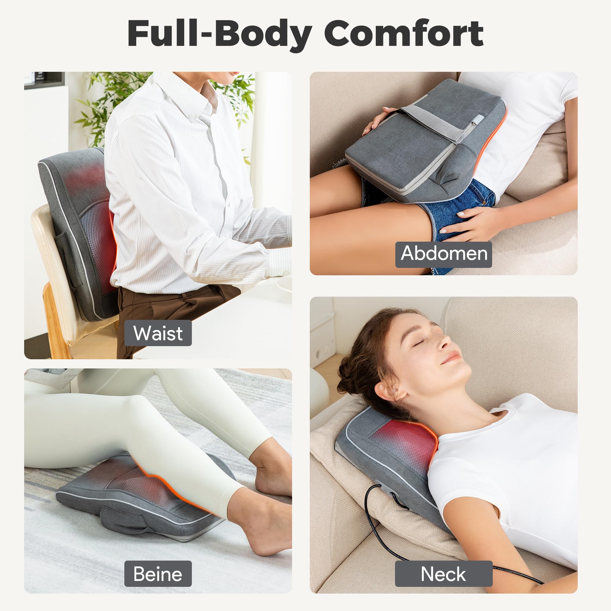 Brelley Neck and Back Massager for Pain Relief Deep Tissue with Heat, Shiatsu Shoulder Massager with Bi-Directional Rotating Head for Neck, Back, Shoulders, and Legs