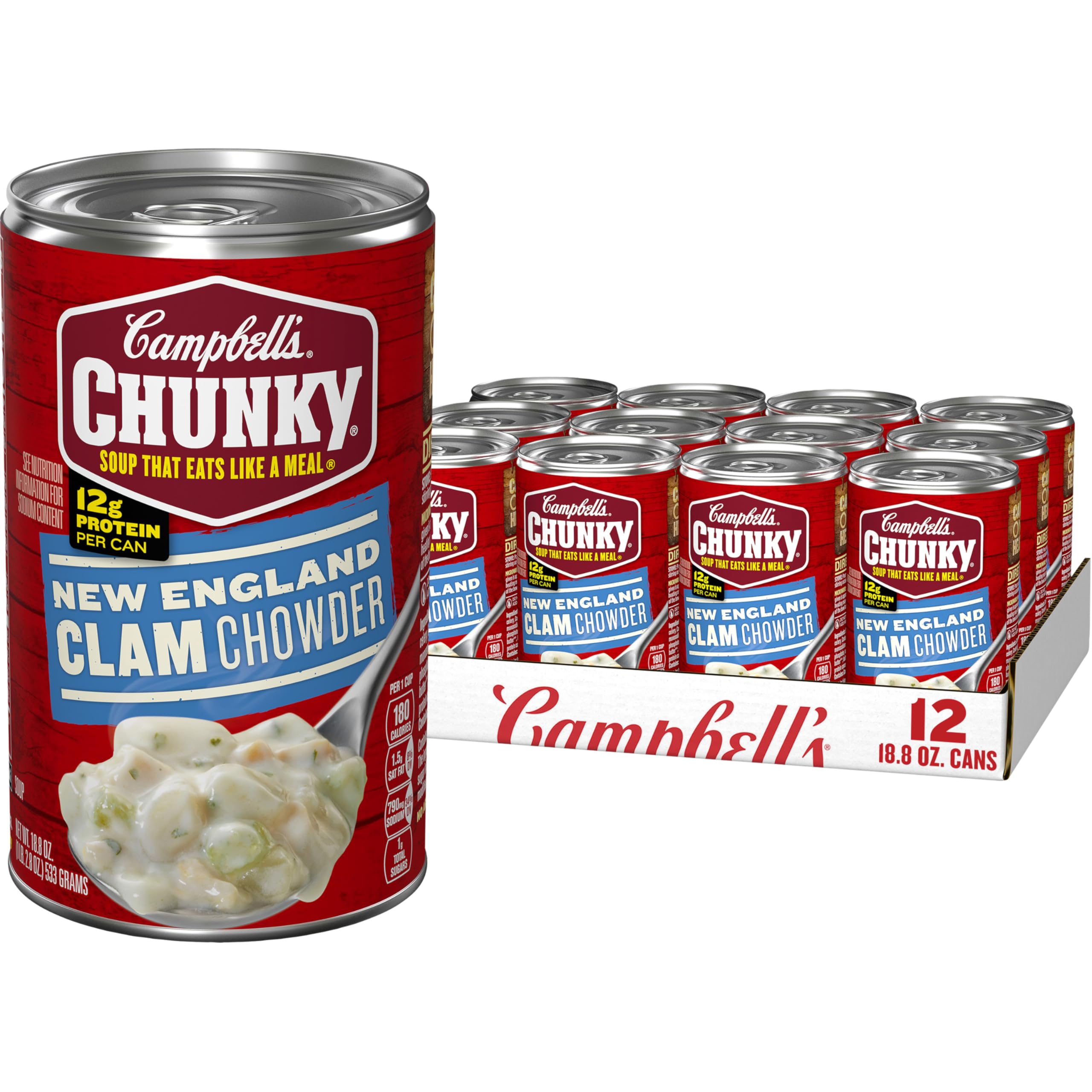 Campbell's Chunky Soup, Healthy Request New England Clam Chowder, 18.8 Ounce Can (Case Of 12)