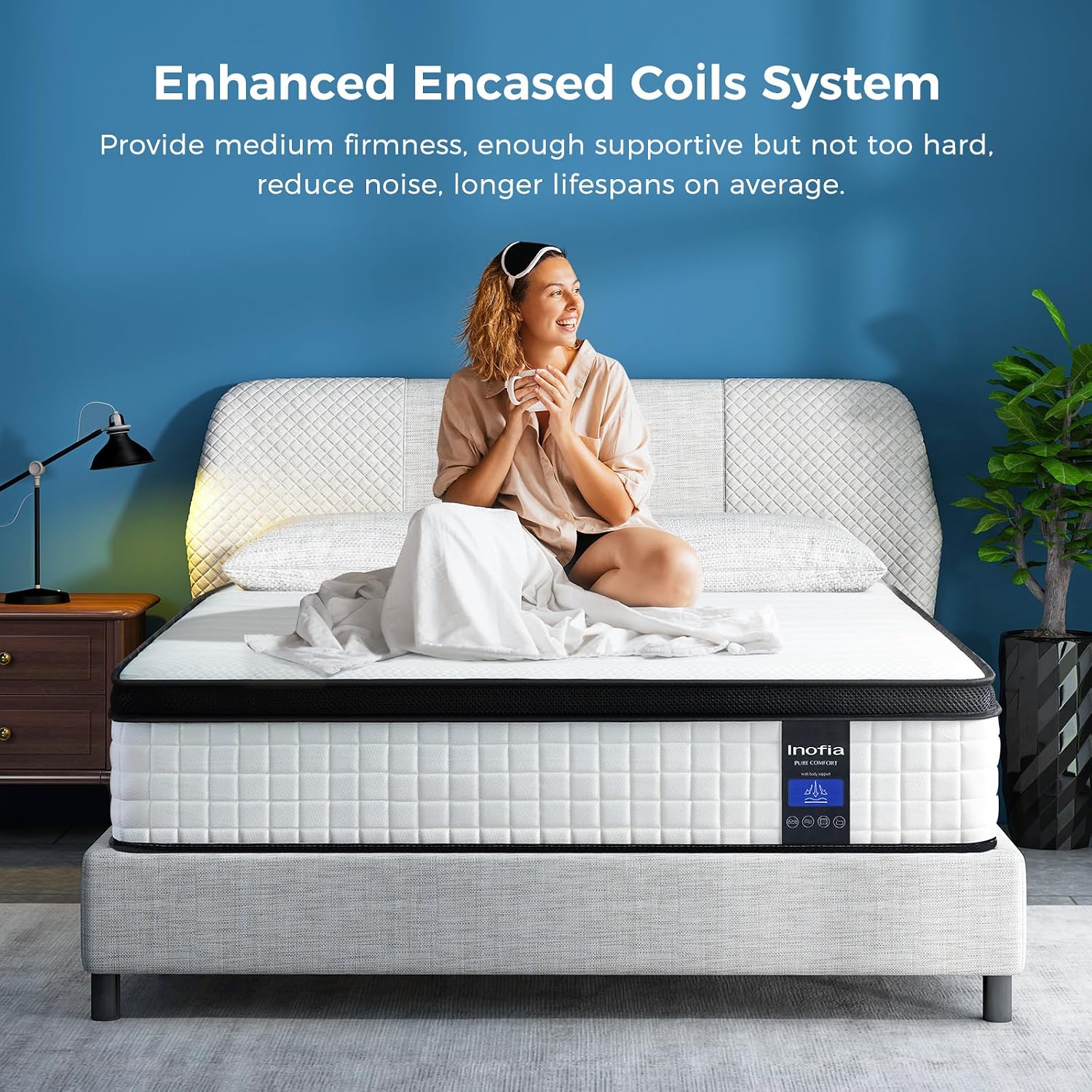 Inofia Full Mattress 10 Inch - Multilayer Hybrid Full Size Mattress in a Box, Memory Foam and Pocket Spring Mattress with Dual Knitted Fabrics for Cool Comfy Sleep, Full Size, 10''