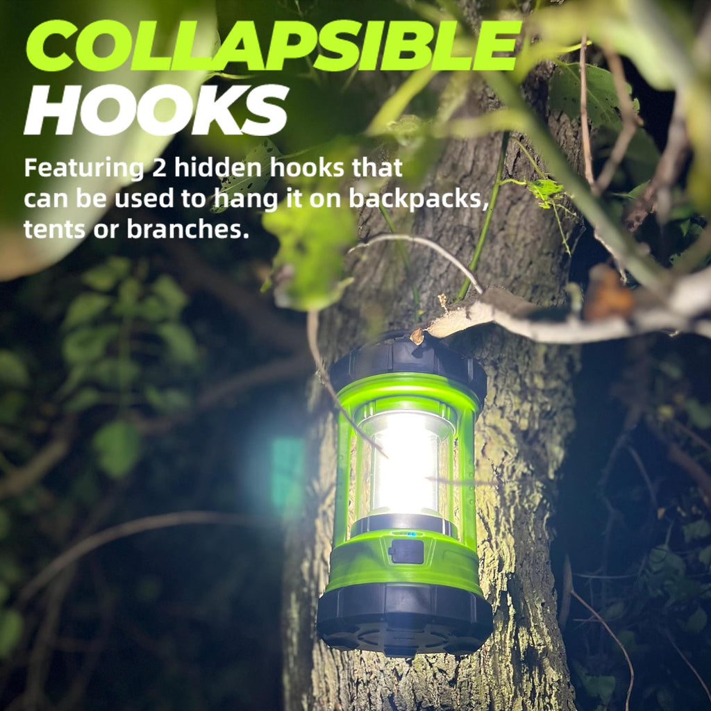 Favourlite Rechargeable Camping Lantern, 3000LM 360° LED Light for Power Outages, 4400mAh with USB-C Emergency Phone Charging, 5 Modes, Water-Resistant Tent Light with Hanging Hooks