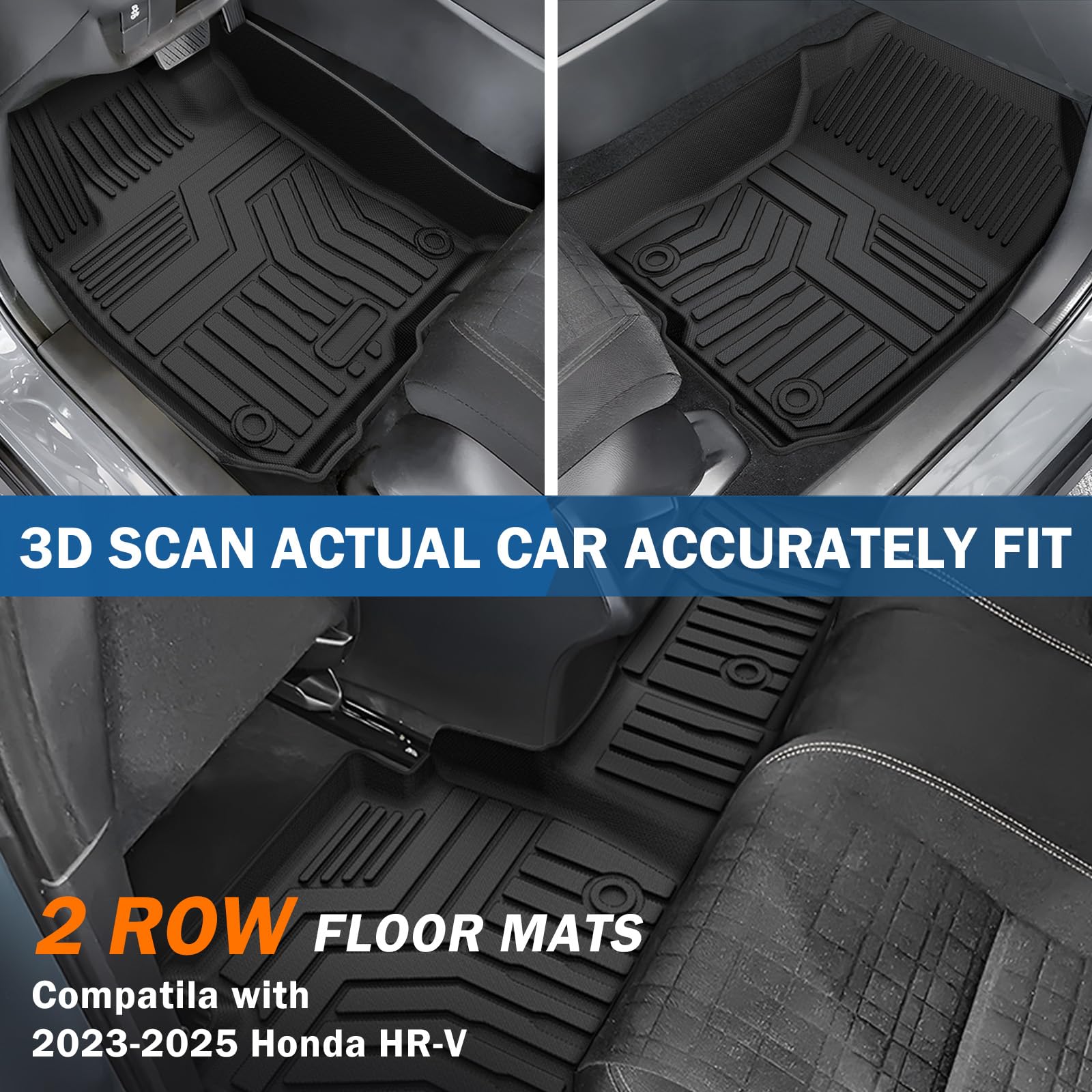 KUST Floor Mats & Trunk Cargo Mat for Toyota RAV4 2019-2025, All Weather Rear Trunk Cargo Liner for RAV4 Accessories TPE Rubber Raised Edge 4PCS