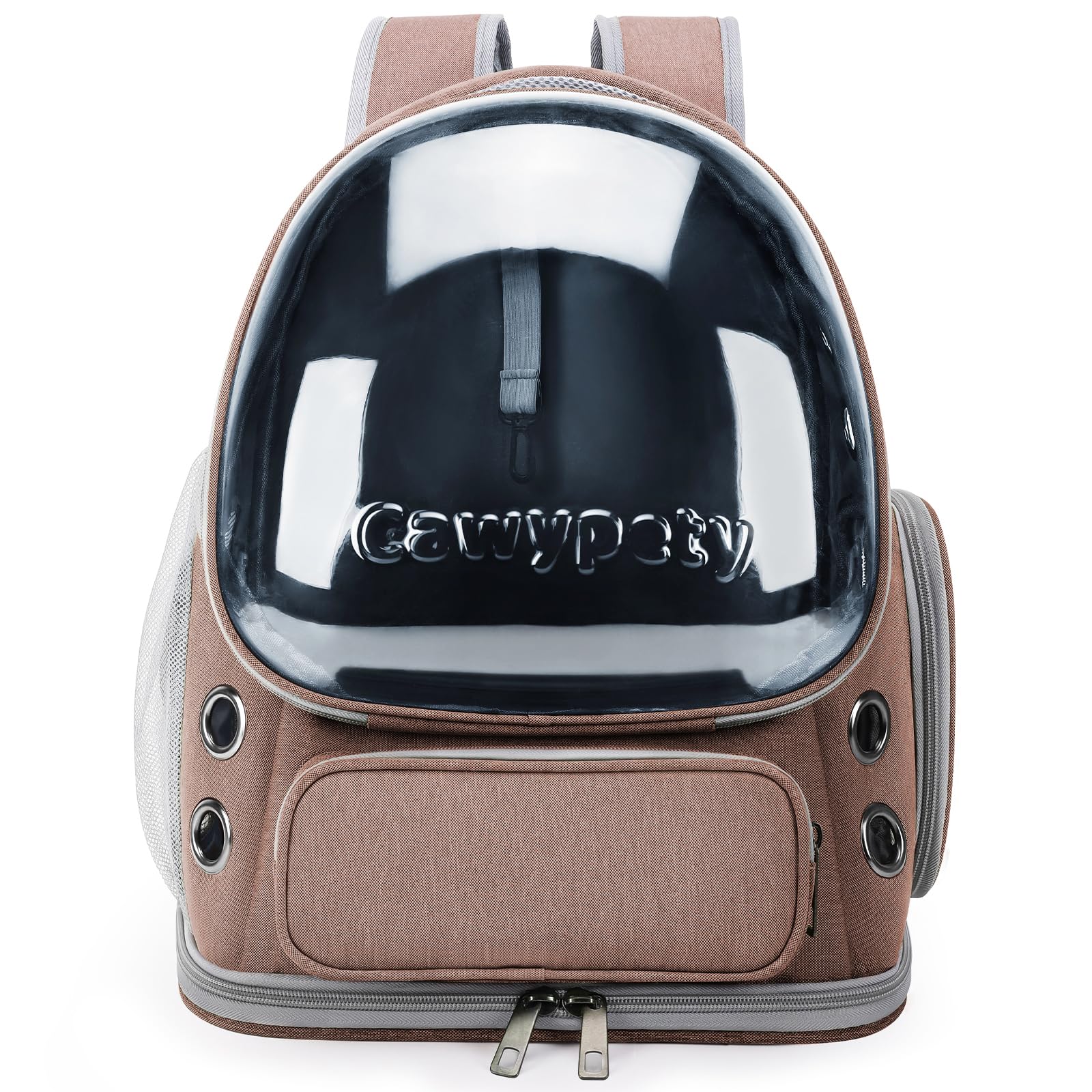 Cawypety Cat Backpack Carrier, Breathable Cat Carrier Large Space Bubble Pet Backpack for Kitty Small Dog up to 12lbs, Transparent & Foldable Pet Carrier for Travel Hiking (Black
