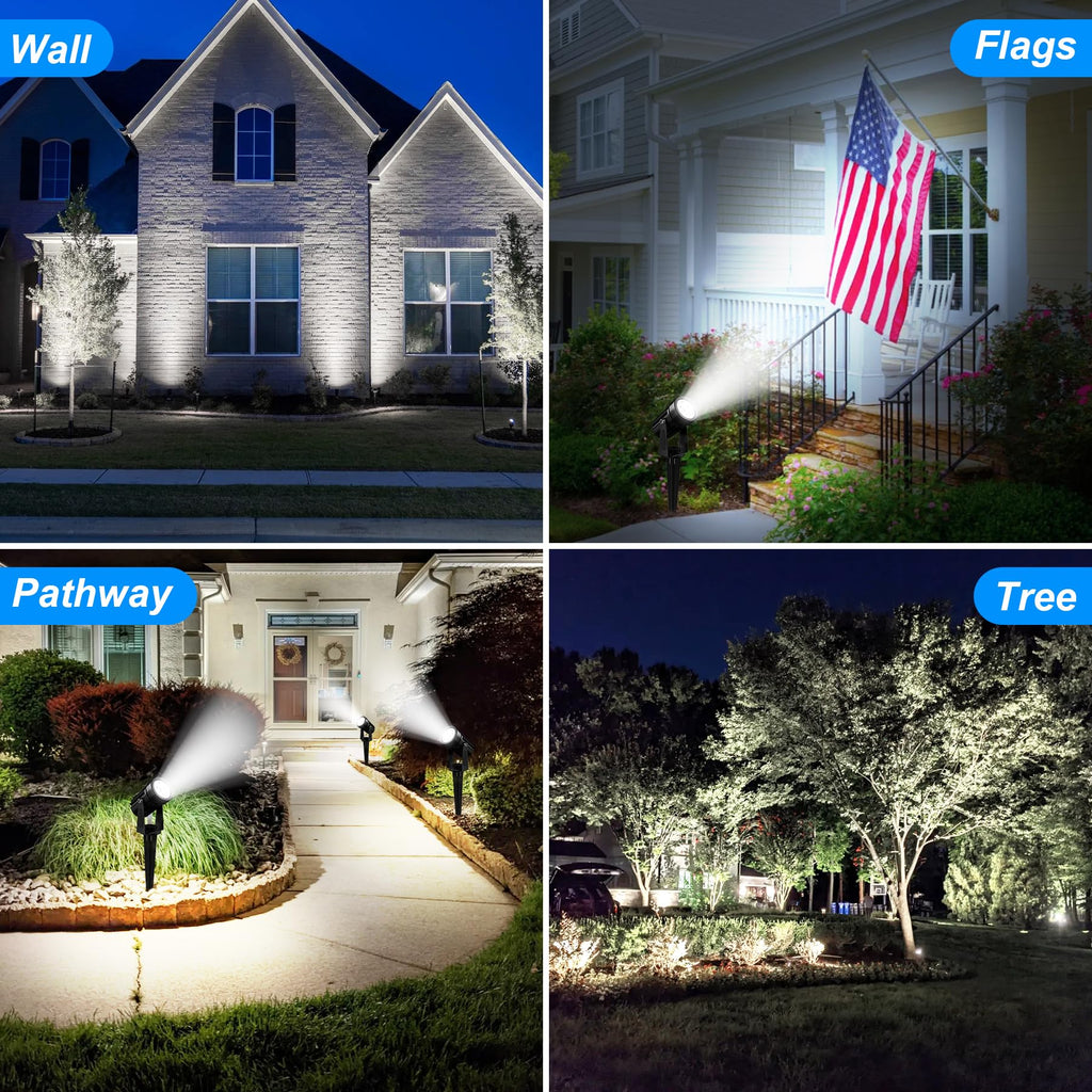 Solar Spot Lights Outdoor, Solar Landscape Spotlights IP65 Waterproof 9.8ft Cable,Auto On/Off Outdoor Wall Lights for Garden Yard Driveway Porch Walkway Pool (3000K Warm White)
