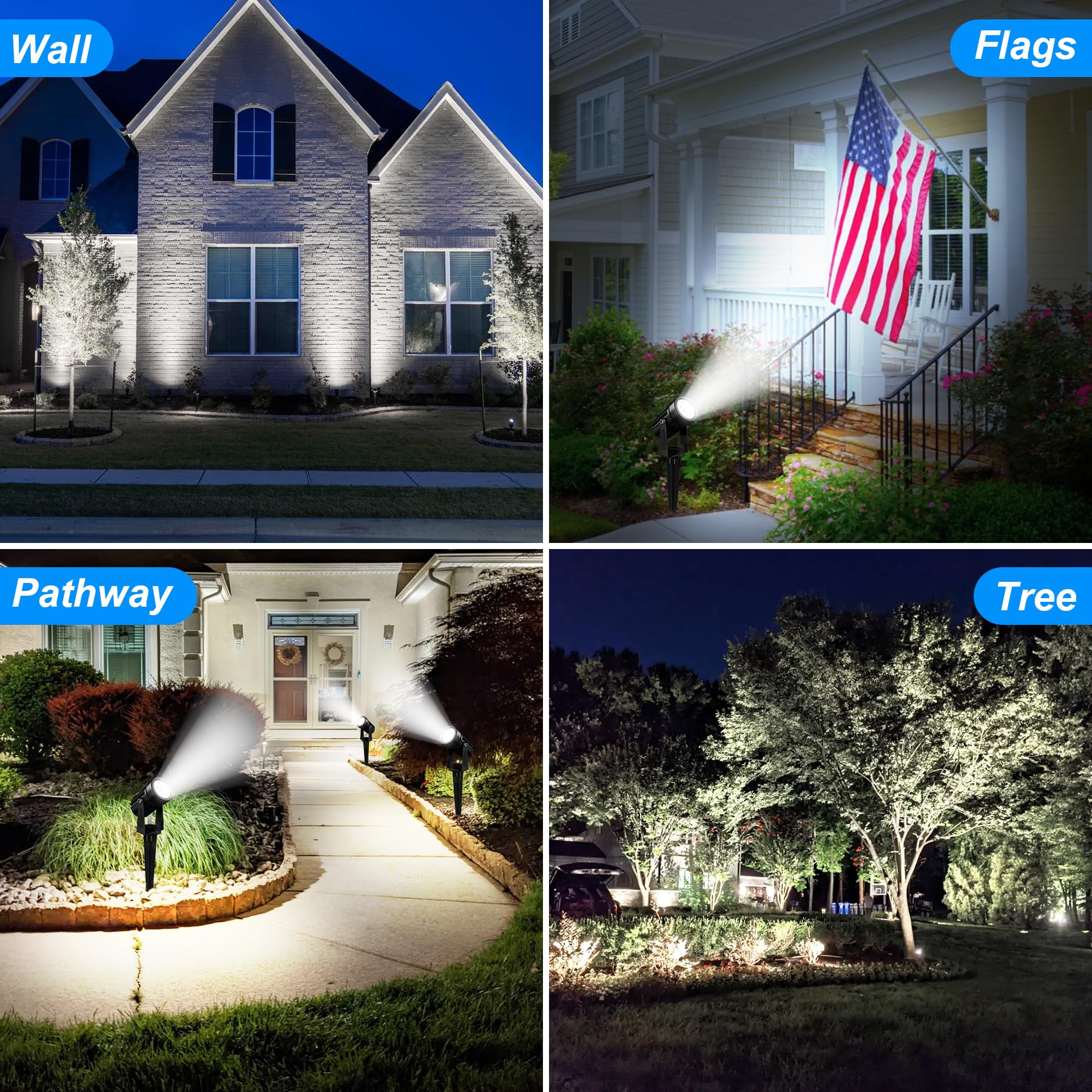 Solar Spot Lights Outdoor, Solar Landscape Spotlights IP65 Waterproof 9.8ft Cable,Auto On/Off Outdoor Wall Lights for Garden Yard Driveway Porch Walkway Pool (3000K Warm White)