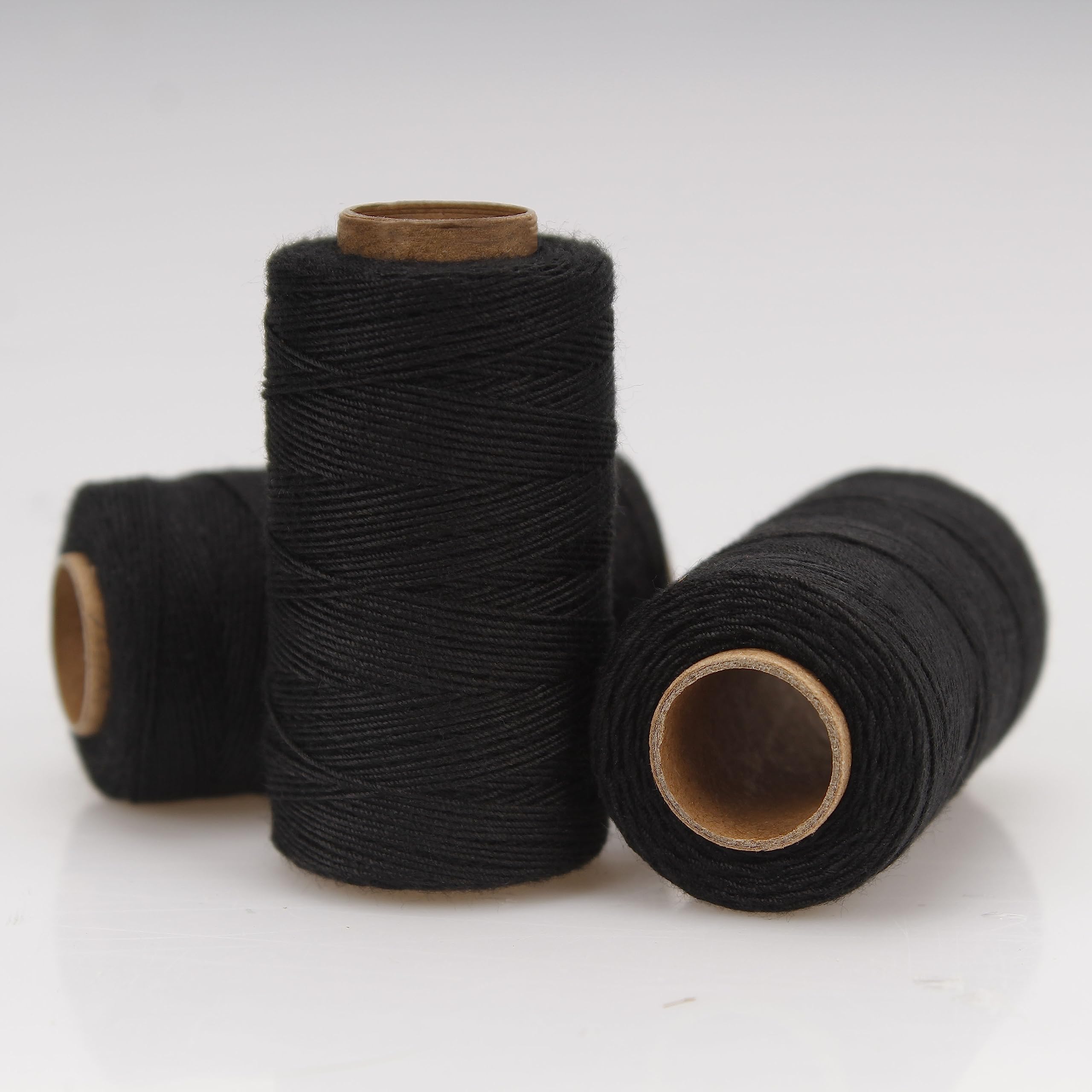 Lusecarl Polyester Thread 110 Yards Each Spool for Hair Extensions 3 Rolls Hair Weave Sewing Threads for Hand Sewing, Hair Extensions, Making Wigs DIY (3 Thread, Black)