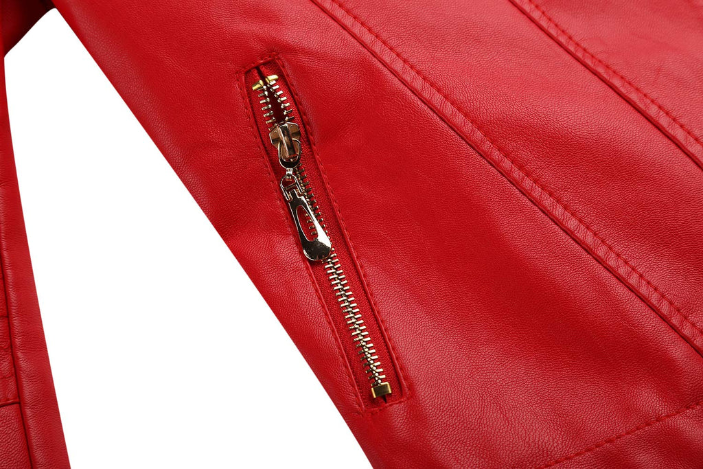 Tanming Women's Faux Leather Moto Biker Short Coat Jacket