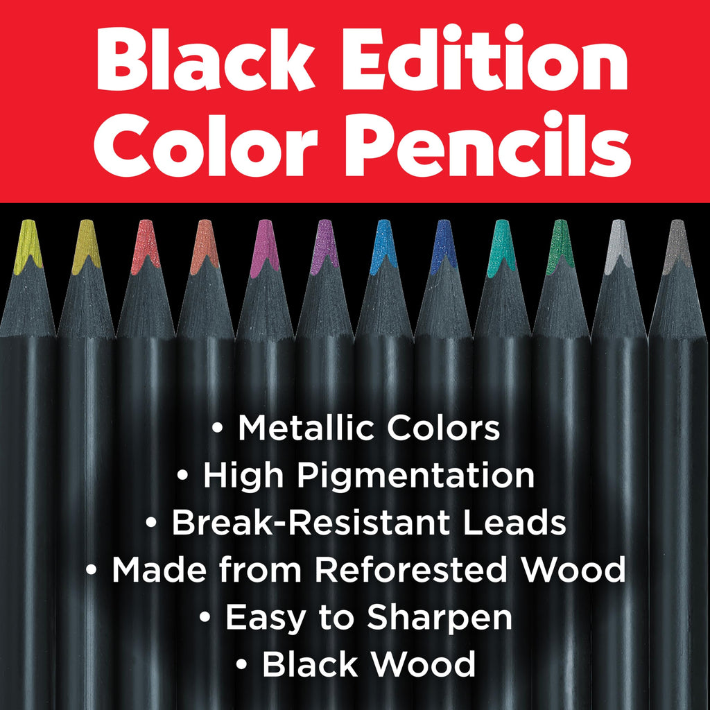 Faber-Castell Black Edition Colored Pencils| Great Back to School Art Supplies | Classic (12 Count)
