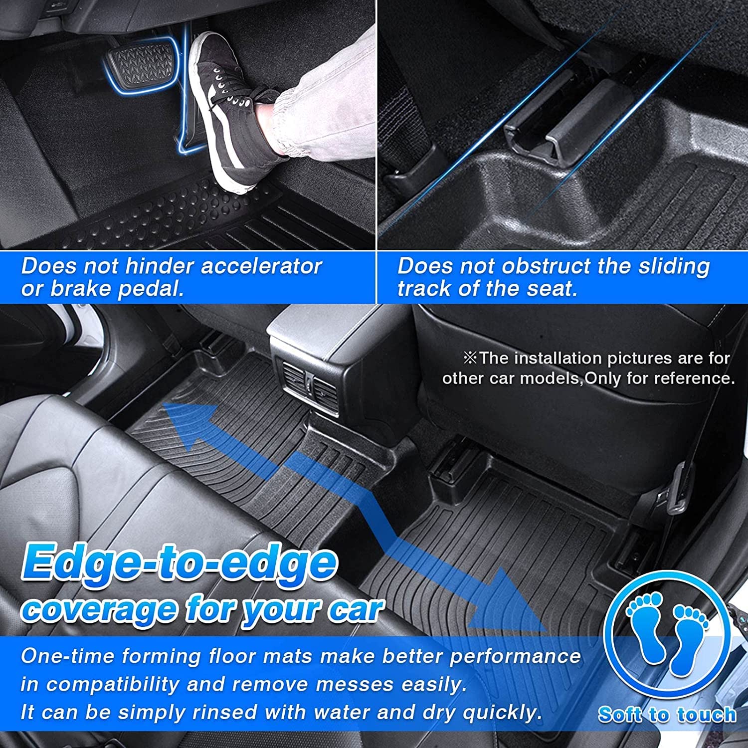 Cartist Floor Mats Compatible with Kia EV6 2022 2023 2024 2025 2026 Accessories All Weather Floor Liner Front & Rear 2 Rows Car Carpet Protection TPE Odorless