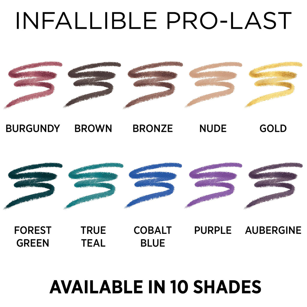 L'Oreal Paris Makeup Infallible Pro-Last Pencil Eyeliner, Waterproof and Smudge-Resistant, Glides on Easily to Create any Look, Aubergine, 0.042 oz.