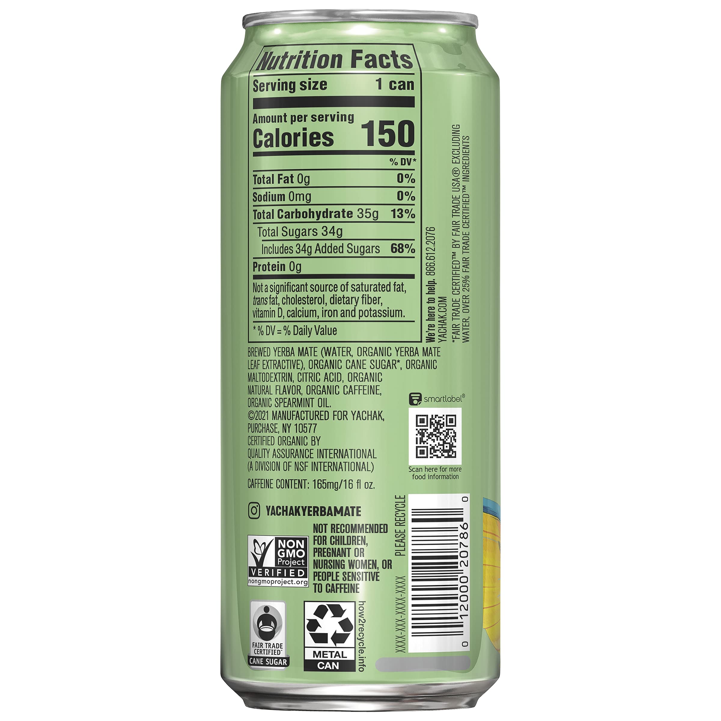 Yachak Yerba Mate Drink, Blackberry, 16 Fl Oz Cans, Pack of 12
