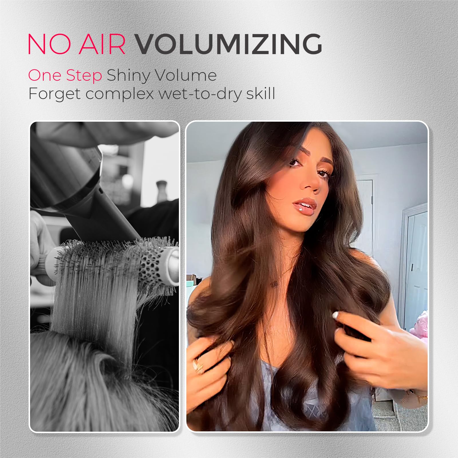 TYMO Thermal Brush Curling Brush - STYLUX 1.5 Inch Blowout Volumizer with Flexi-Fit for Hair Straightening, Heated Round Styler Tool, Hair Straightener and Curler 2 in 1, Dual Voltage, Gold