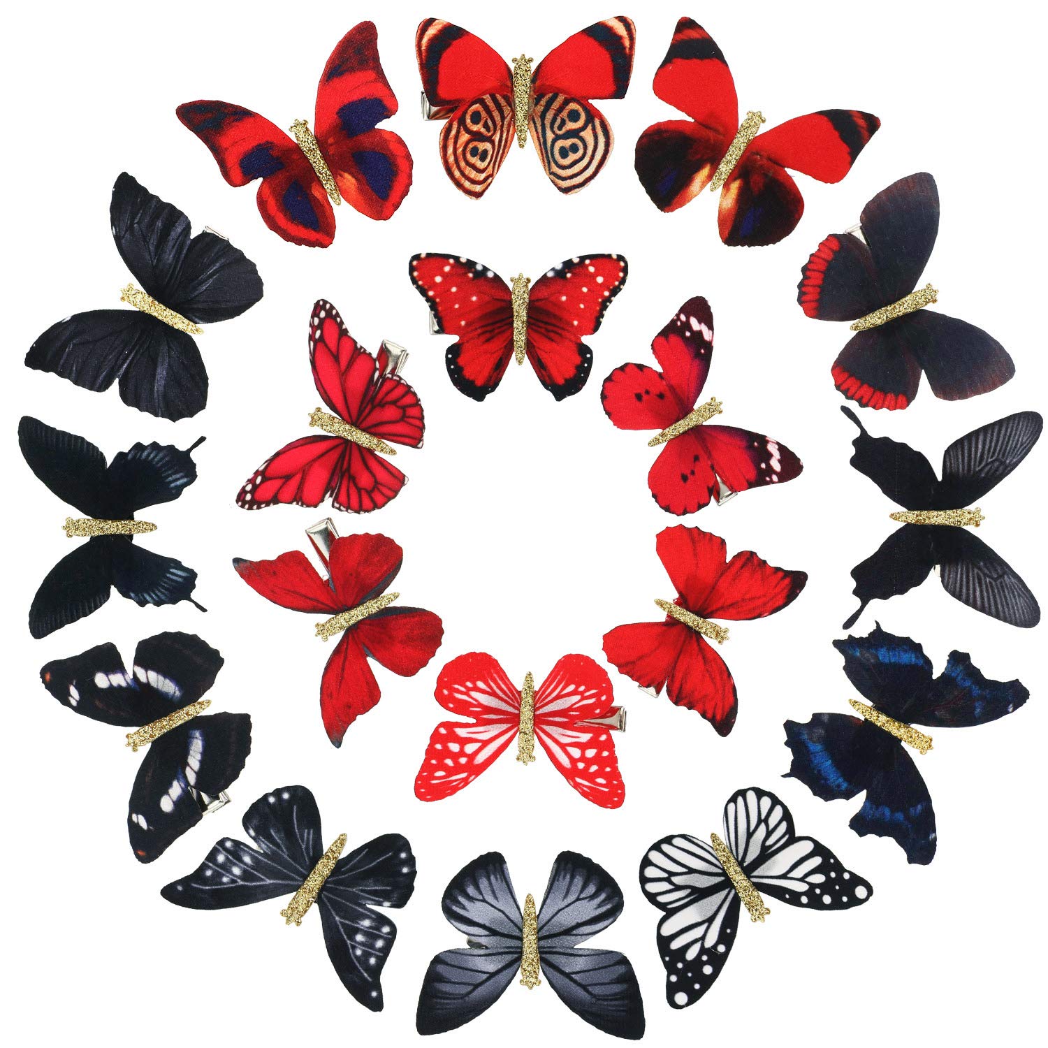 Boao 18 Pieces Glitter Butterfly Hair Clips for Girls Teens Women Hair Accessories (Bright Style)