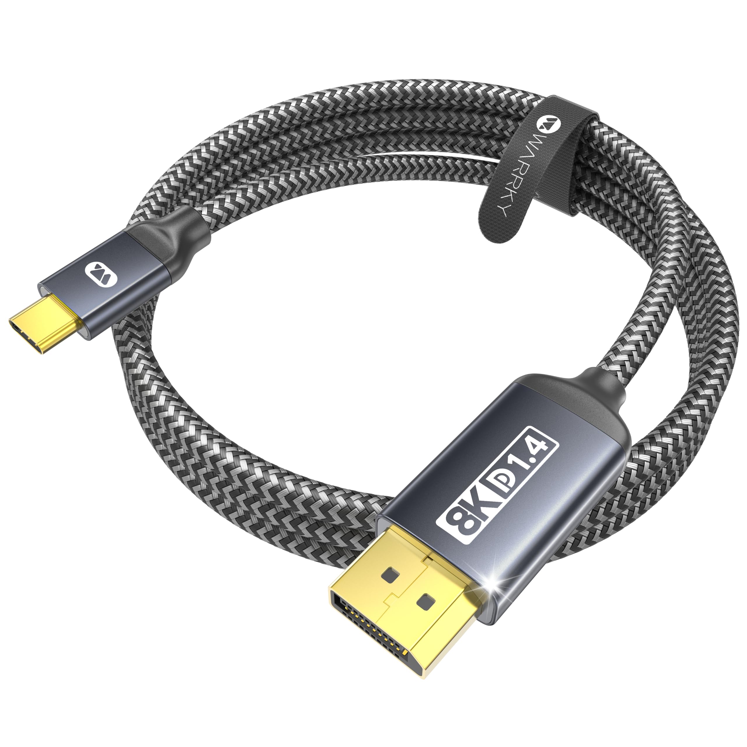 Warrky USB C to DisplayPort Cable for Office and Gaming (8K 60Hz, 4K 240/144Hz) Aluminum Type-C to Display Port (DP) Cord [Thunderbolt 3/4 Compatible] for iPhone 15 Series, iPad, Galaxy -3.3ft