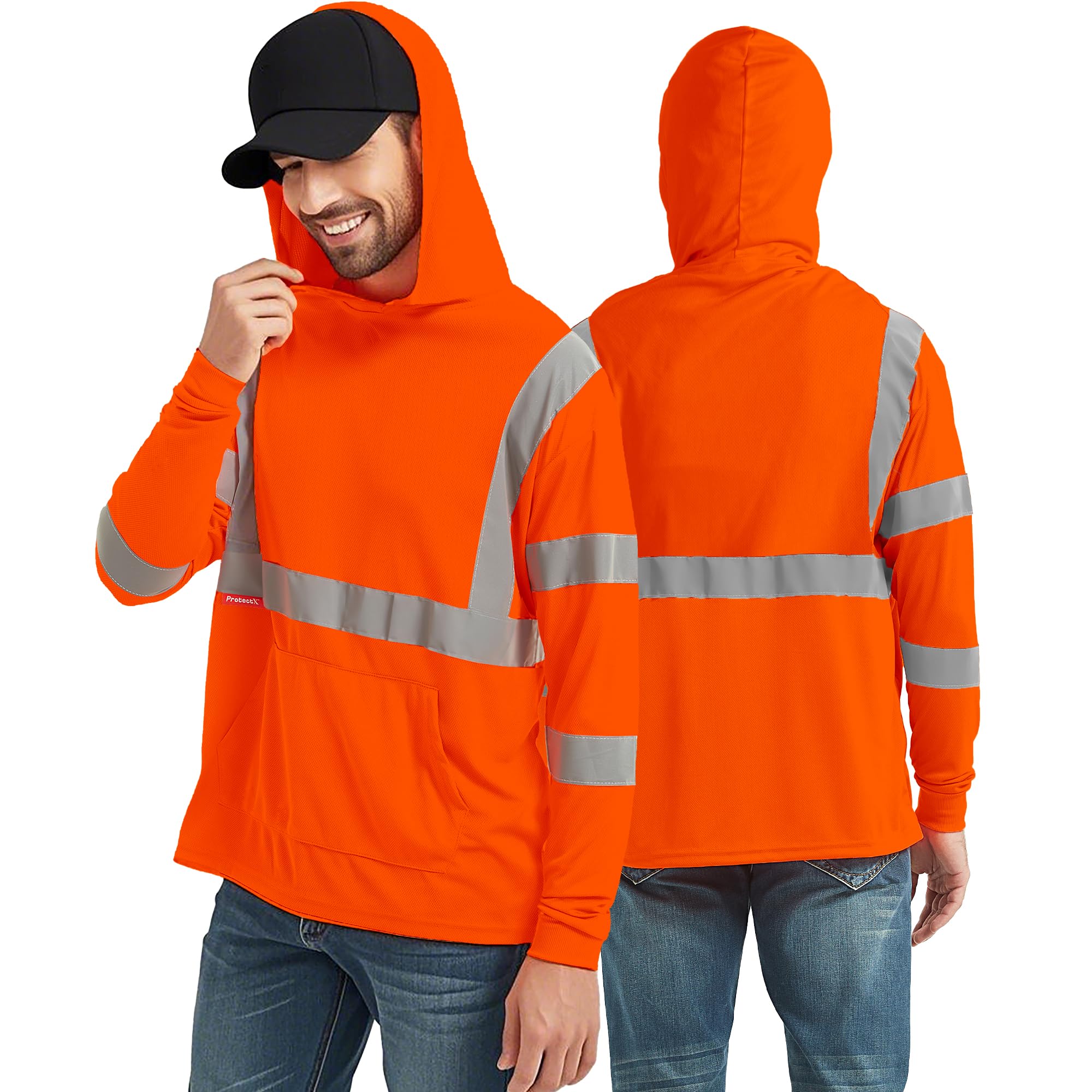 ProtectX High Visibility Long Sleeve Shirts Reflective Hi Vis Safety Shirt for Men Women Class 2-3 Construction Shirt 1 Pack