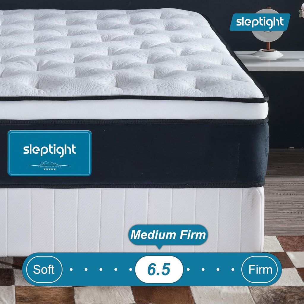 RV King Mattress 80" L x 72" W, 12 Inches Pillow Top Hybrid Camper Mattress in a Bag, Memory Foam Pocket Spring for RV Bed, Pop Up and Trailer, Short King