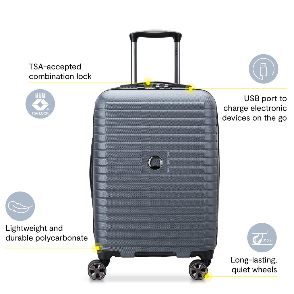 DELSEY PARIS Cruise 3.0 Hardside Expandable Luggage with Spinner Wheels, Black, Carry on 20 Inch