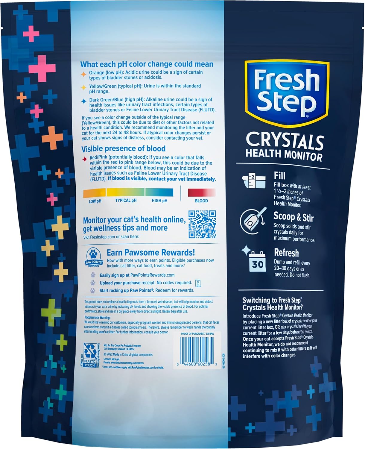 Fresh Step Crystals Health Monitoring Cat Litter, Color-Changing Litter Helps Detect Irregularities in Cat Urine, Controls Odor for 30 Days, 14 lbs. (2 x 7 lb. Bag)