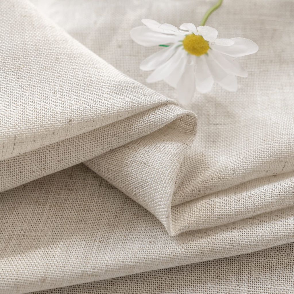 MAIHER Linen Textured Pleated Curtains 63 Inches Long for Living Room, Light Filtering Pinch Pleat Semi Sheer Drapes Curtains with Tieback and Hooks, Natural Linen (1 Panel, 54" W x 63" L)