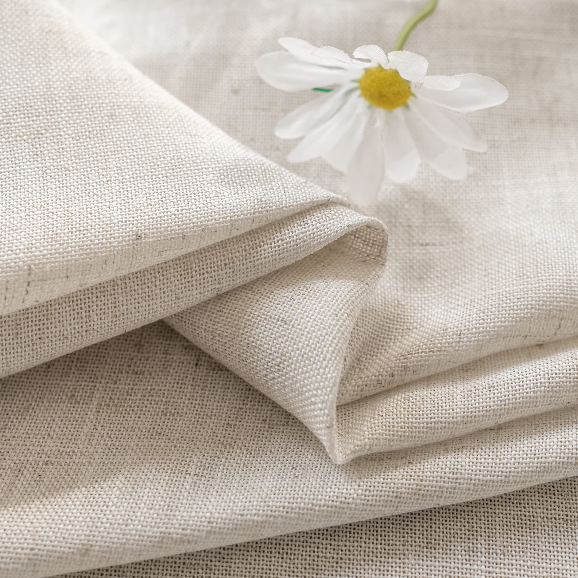 MAIHER Linen Textured Pleated Curtains 63 Inches Long for Living Room, Light Filtering Pinch Pleat Semi Sheer Drapes Curtains with Tieback and Hooks, Natural Linen (1 Panel, 54" W x 63" L)