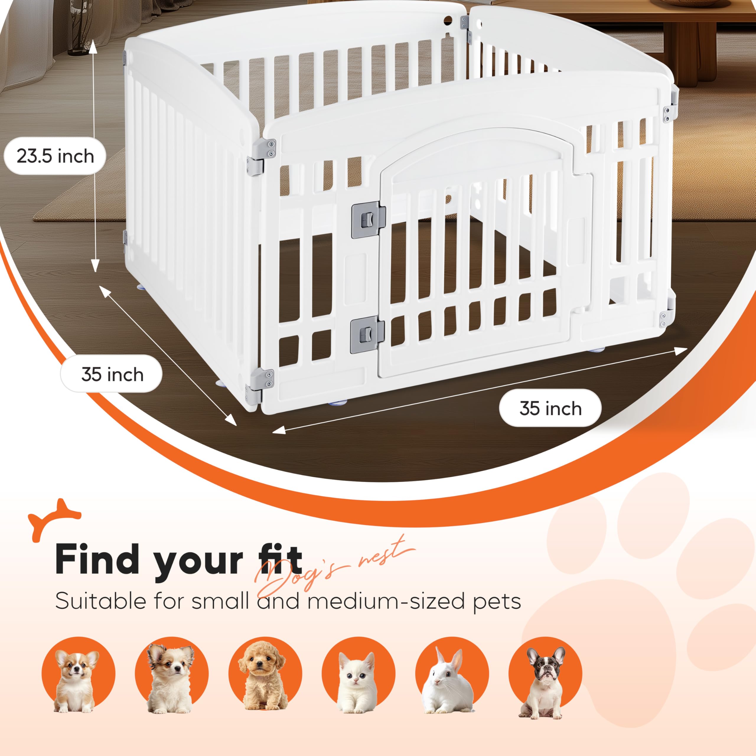 Dog Playpen 24 Inch 8 Panels, Ideal Dog Fence for Puppy/Small Dogs Indoor & Outdoor Bliss, Perfect Dog Pen for Camping, Yard, RV, Garden Fence, Black