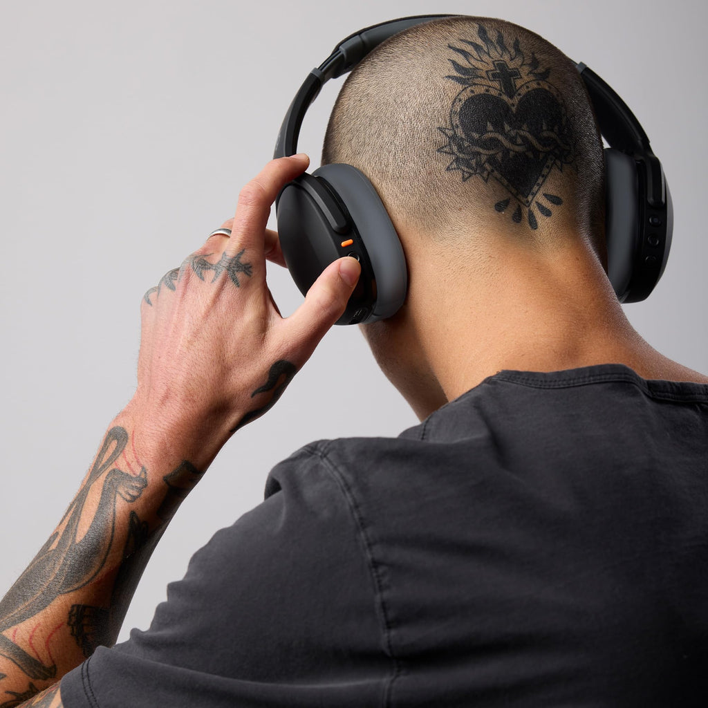 Skullcandy Crusher Evo Wireless Bluetooth Headphones with Multi-Sensory Bass, Noise Isolating Over-Ear Fit, Up to 40 Hours Battery, Microphone for iPhone Android - True Black