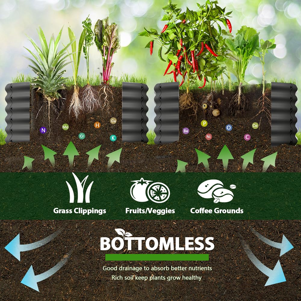 A ANLEOLIFE 2-Pack 3ft x 24” Tall Galvanized Raised Garden Beds Outdoor, Round Metal Planter Box for Planting Vegetables Flowers Herb, Anti-Rust & Easy-Setup, Quartz Grey