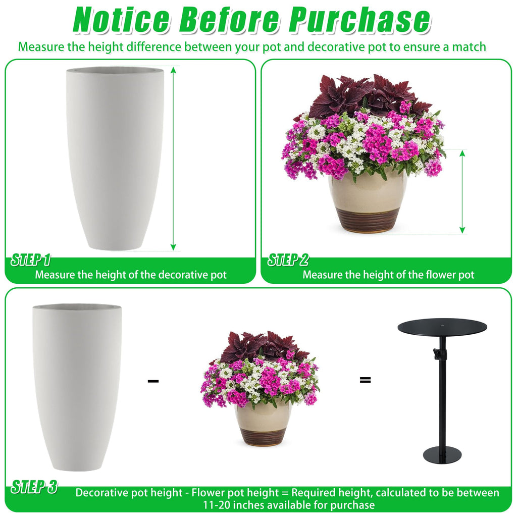 Adjustable Plant Risers for Inside Pots, 11-20" Rise Planter Insert Filler for Large Pots, Plant Lift Inserts Pot Risers for Indoor Outdoor Tall Taper Planter Container (6" 8" 10" Base Top, Set of 1)