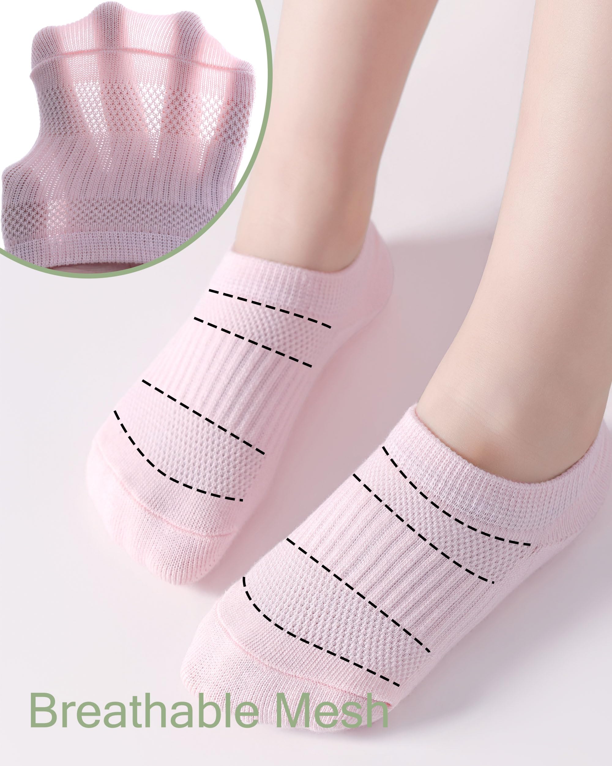 No Show Cotton Socks for Girls and Boys - Low Cut, Breathable, Non-Slip Short Socks for Kids - 5/10 Pairs