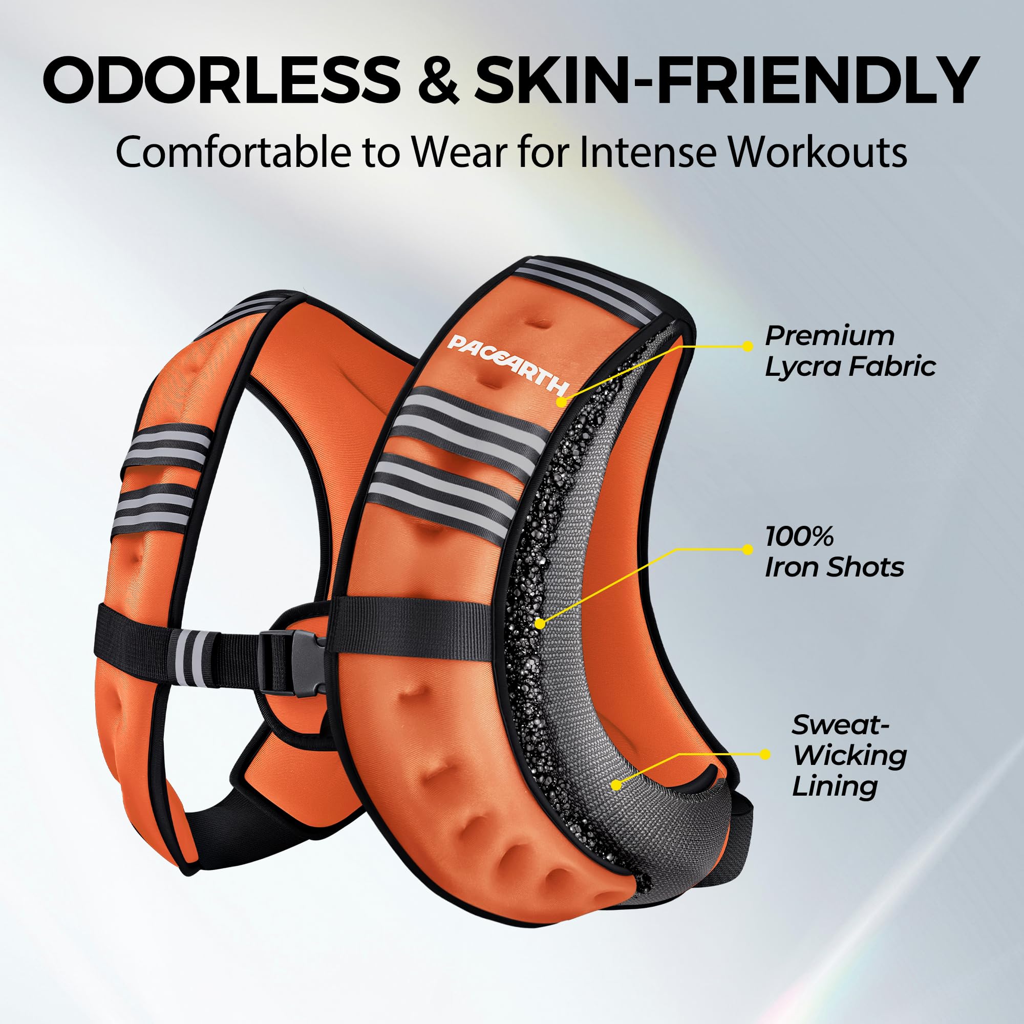 PACEARTH Weighted Vest,6lb/8lb/10lb/12lb/16lb/20lb/25lb/30lb Weight Vest with Reflective Stripe, Body Weight Vests for Women, Men, Weight Loss Workout, Strength Training, Running, Walking, Jogging