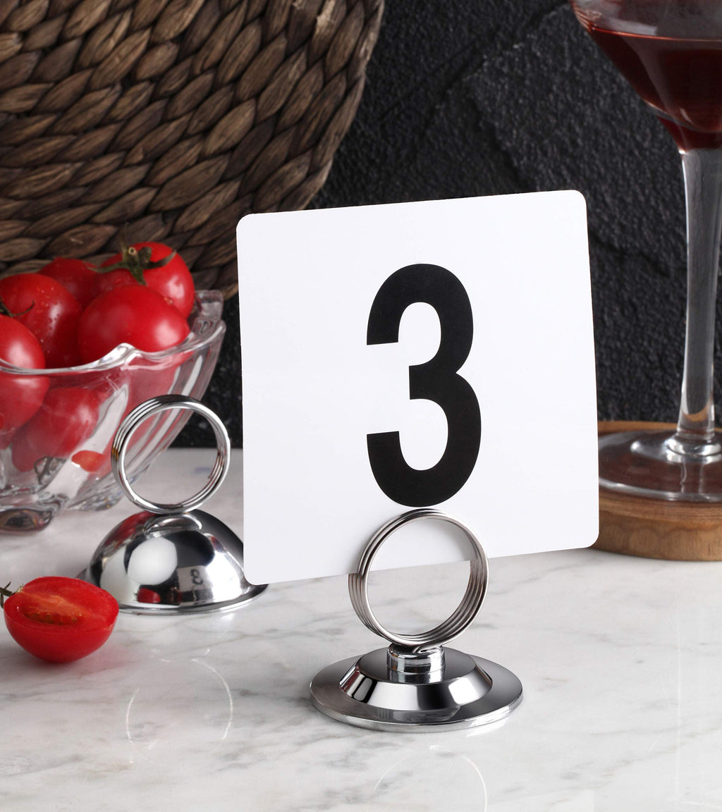 New Star Foodservice 23145 Double Side Plastic Table Numbers, 1 to 25, 4" x 4", Light Grey on Black