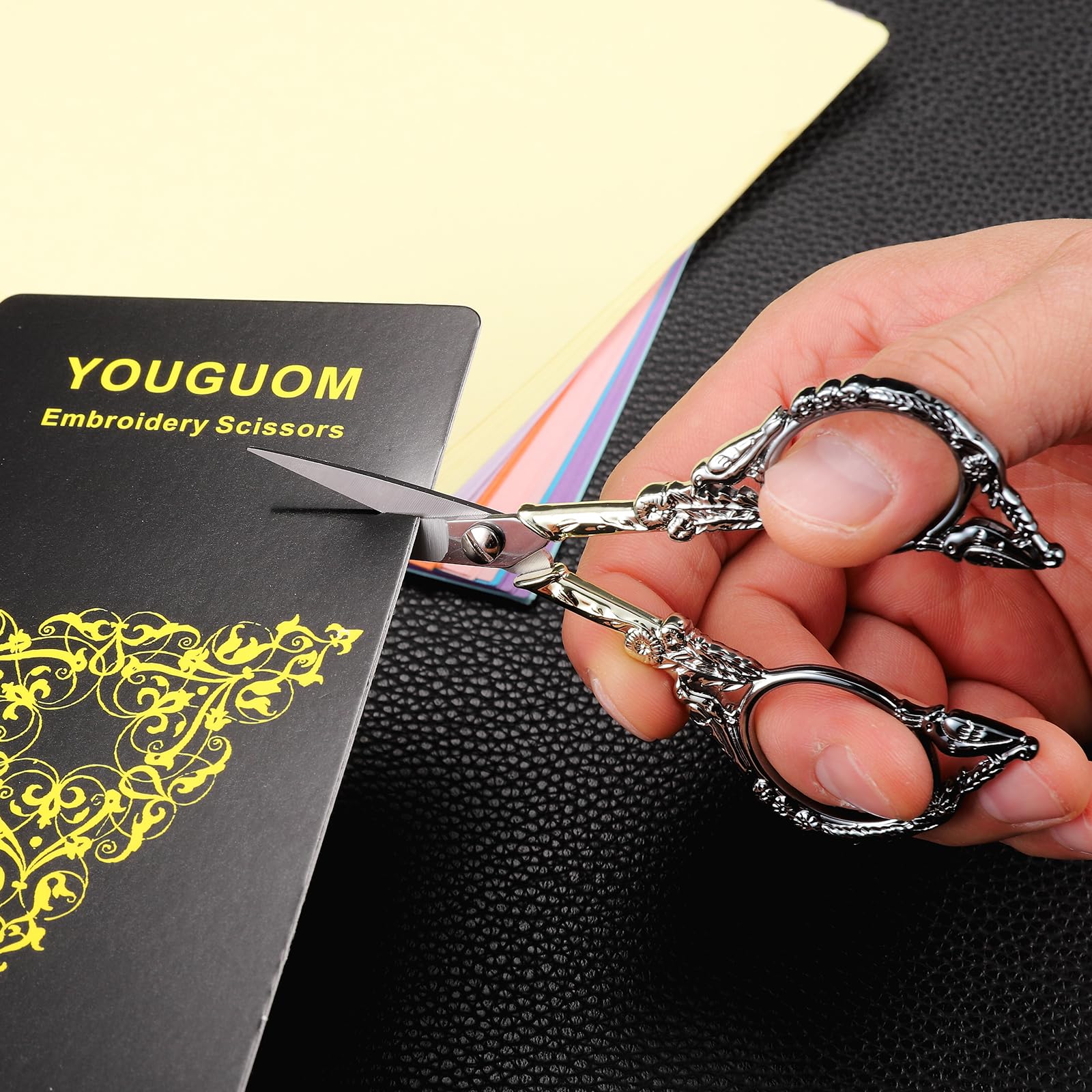 YOUGUOM Small Craft Scissors, Little Travel Sharp Embroidery Scissors All Purpose, Straight Tips Mini Sewing Shears, Precision Detail Thread Cutting Snips
