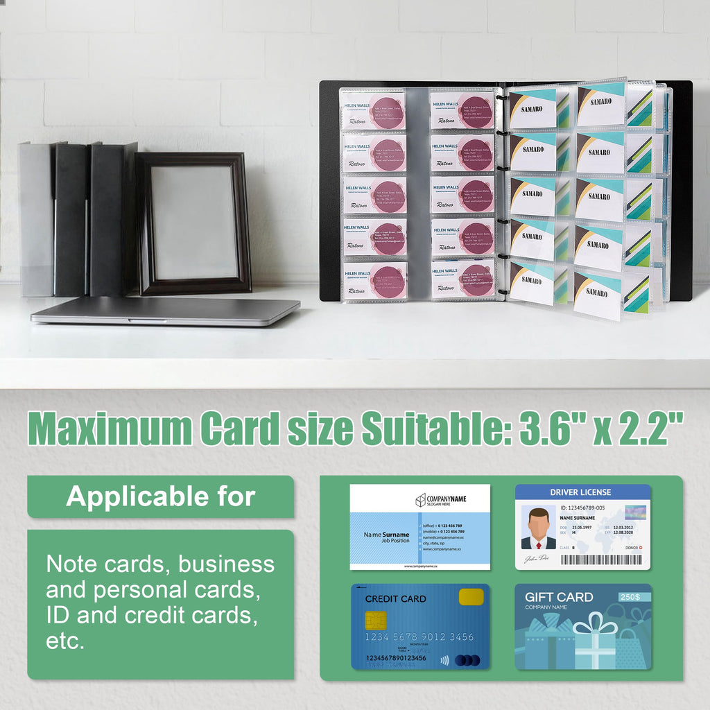 MyLifeUNIT Business Card Book, Name Card Holder Book with 600 Business Cards Capacity, Credit Card Book File Storage (Light Blue)