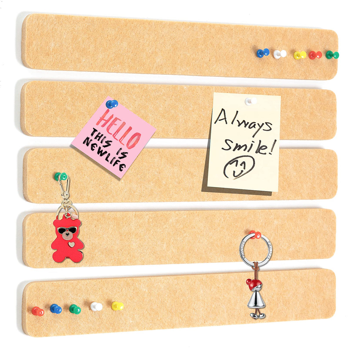 Felt Bulletin Board, 15.7''X 11.8'' corkboard Pin Board for Bedrooms Offices Home Wall Decoration, Self Adhesive Cork Board with 35 Push Pins for Paste Notes, Photos, Schedules (2 Pack)
