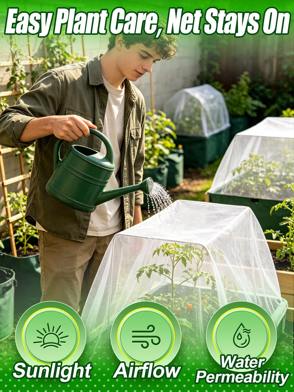 4x10ft Garden Netting - Ultra Fine Mesh Plant Covers to Keep Small Animals Pest Out, Bird Barrier for Protecting Vegetables Fruits Flowers Raised Beds (Without Support Pole)