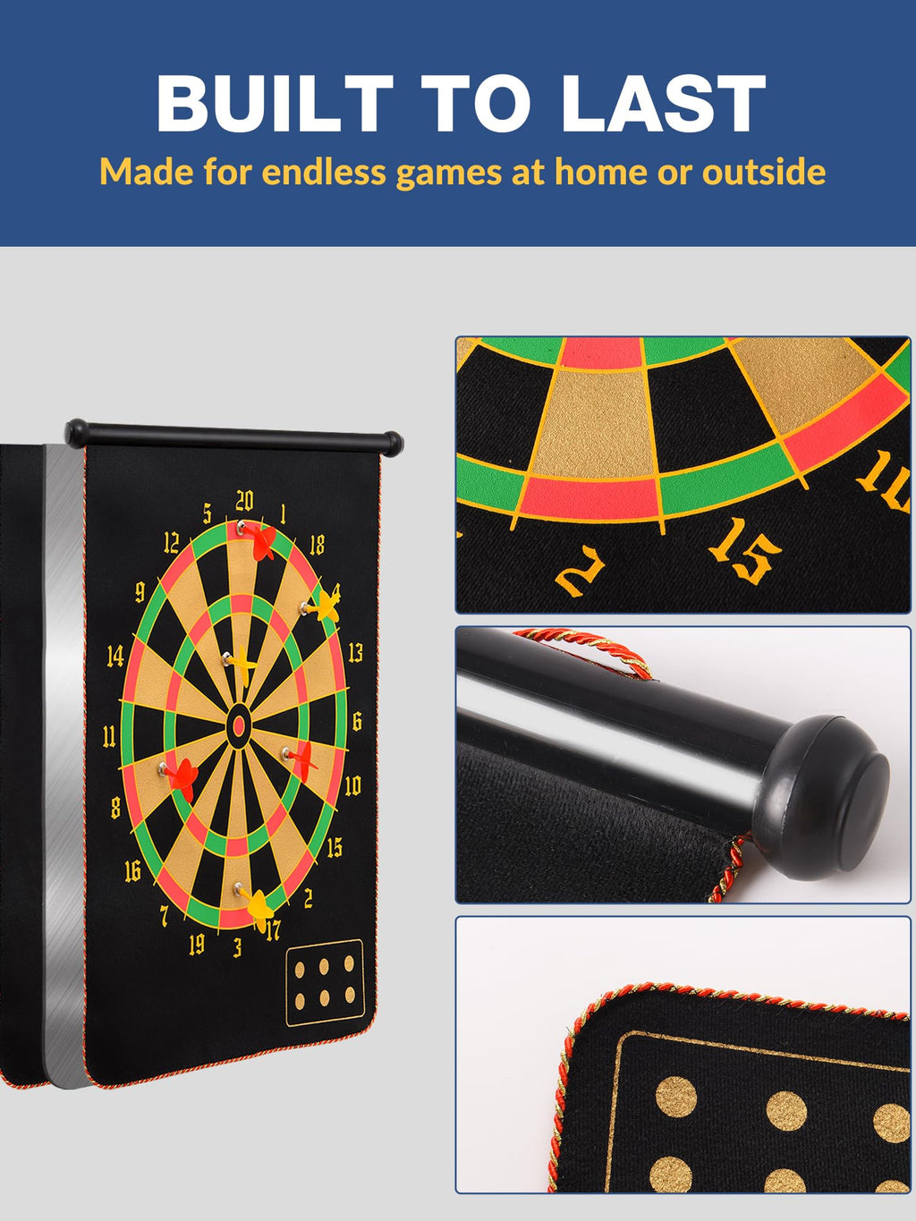 Magnetic Dart Board for Kids, Teens, Adults, Double-Sided Roll-Up Dart Board Games for Kids Age 3-18 with 12 Magnetic Darts, Indoor Outdoor Boys Toys for Backyard, Gifts for Teen Boys