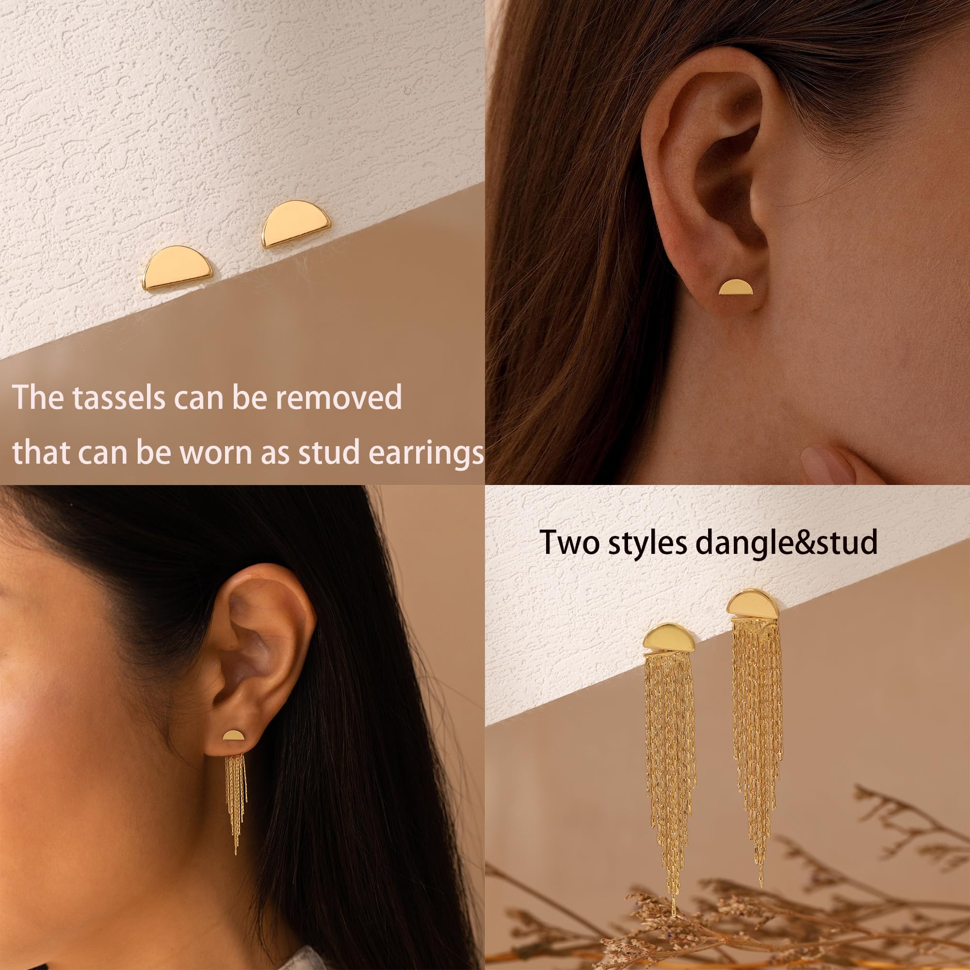 Gold Earrings for Women, 14K Gold Plated Tassel Dangle Earrings for Women Trendy Hypoallergenic Long Chain Earring Dainty Pearl Drop Earrings Elegant Wedding Earring Fashion Jewelry for Womens