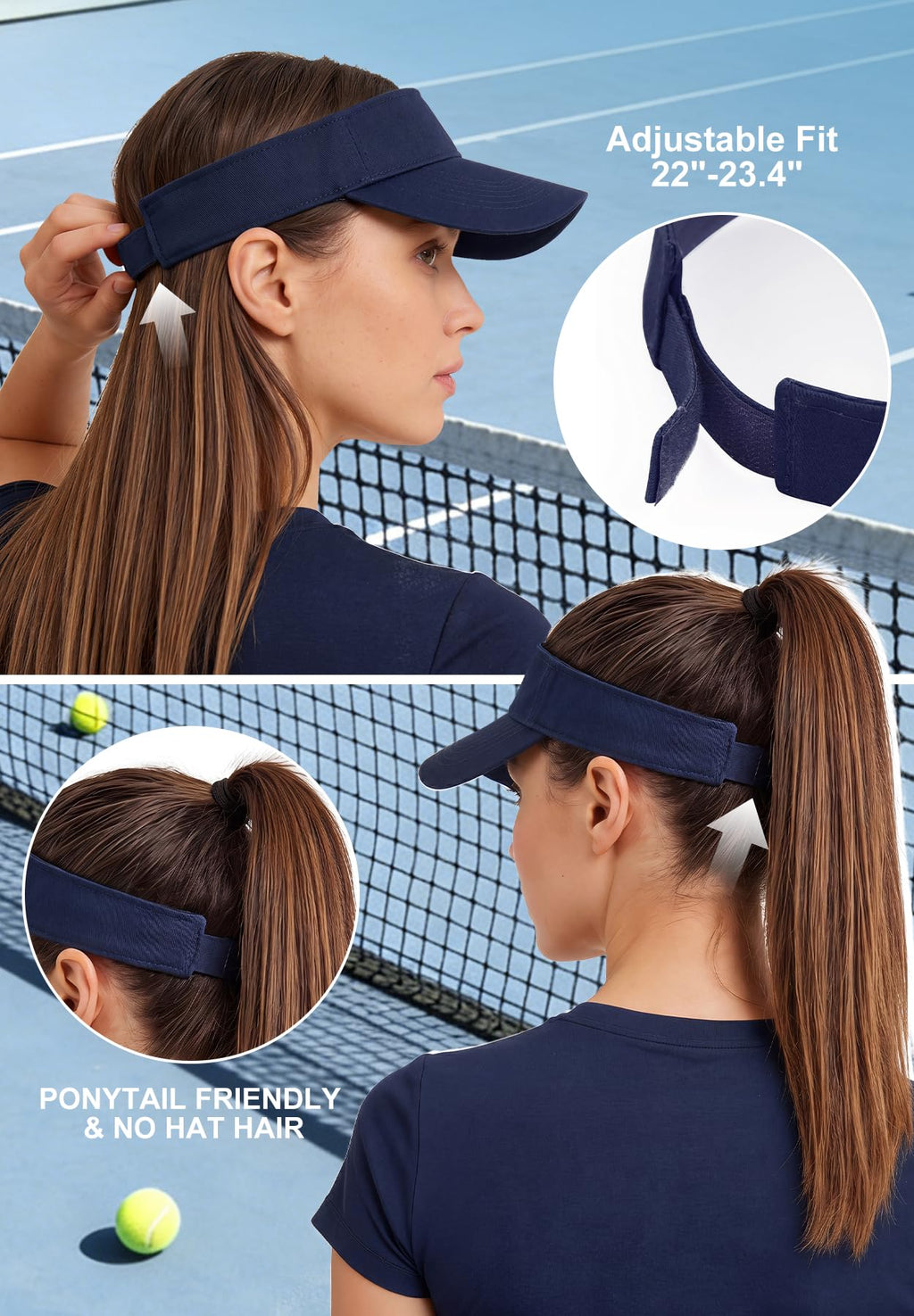 Zando 3.2" Structured Brim Sun Visor Hats for Women, Quick-Dry Lightweight Sports Visor for Golf, Tennis, Pickleball