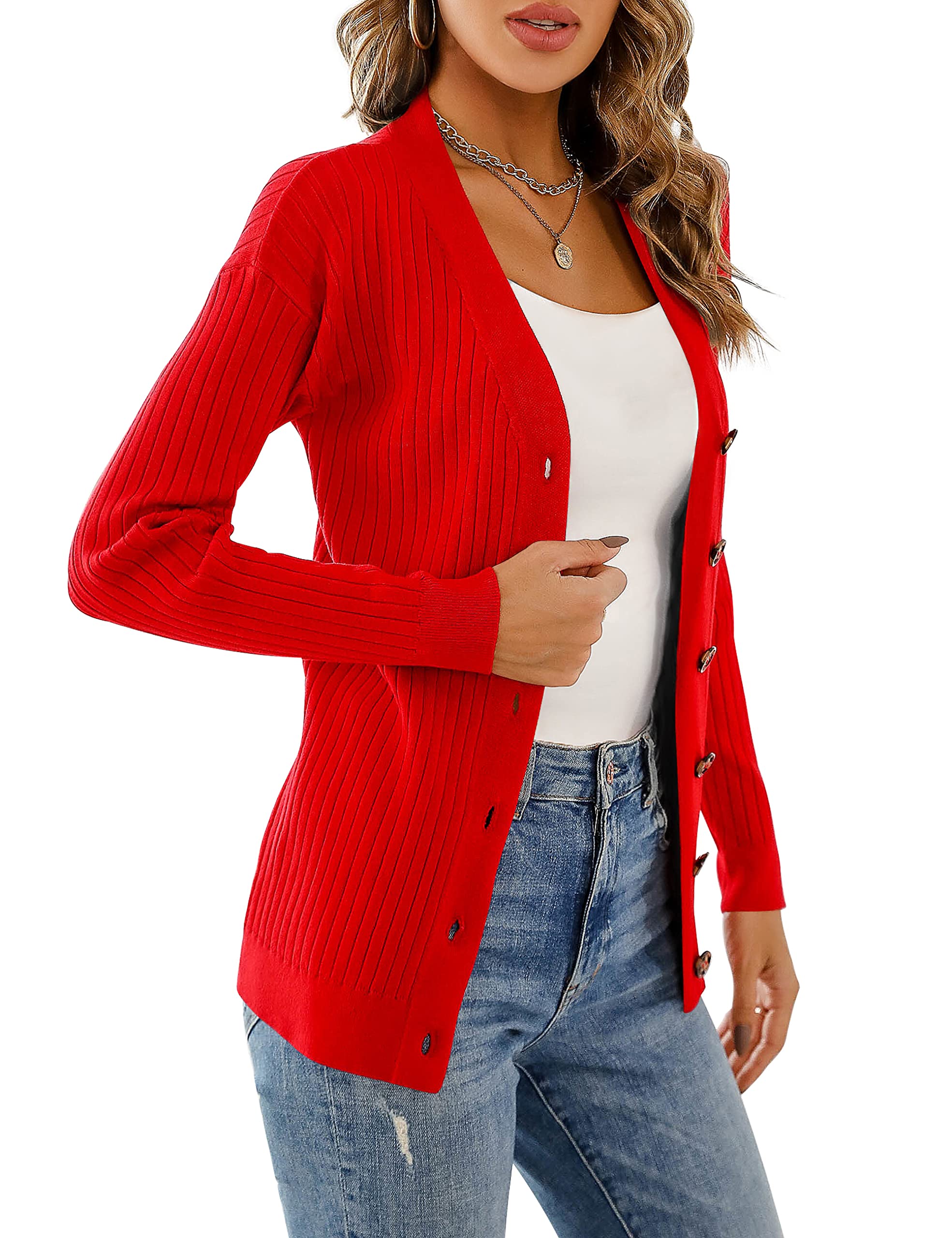 LIENRIDY Women's Knit Cardigan Long Sleeve Button Down Sweater Lightweight Cardigans, S-XL