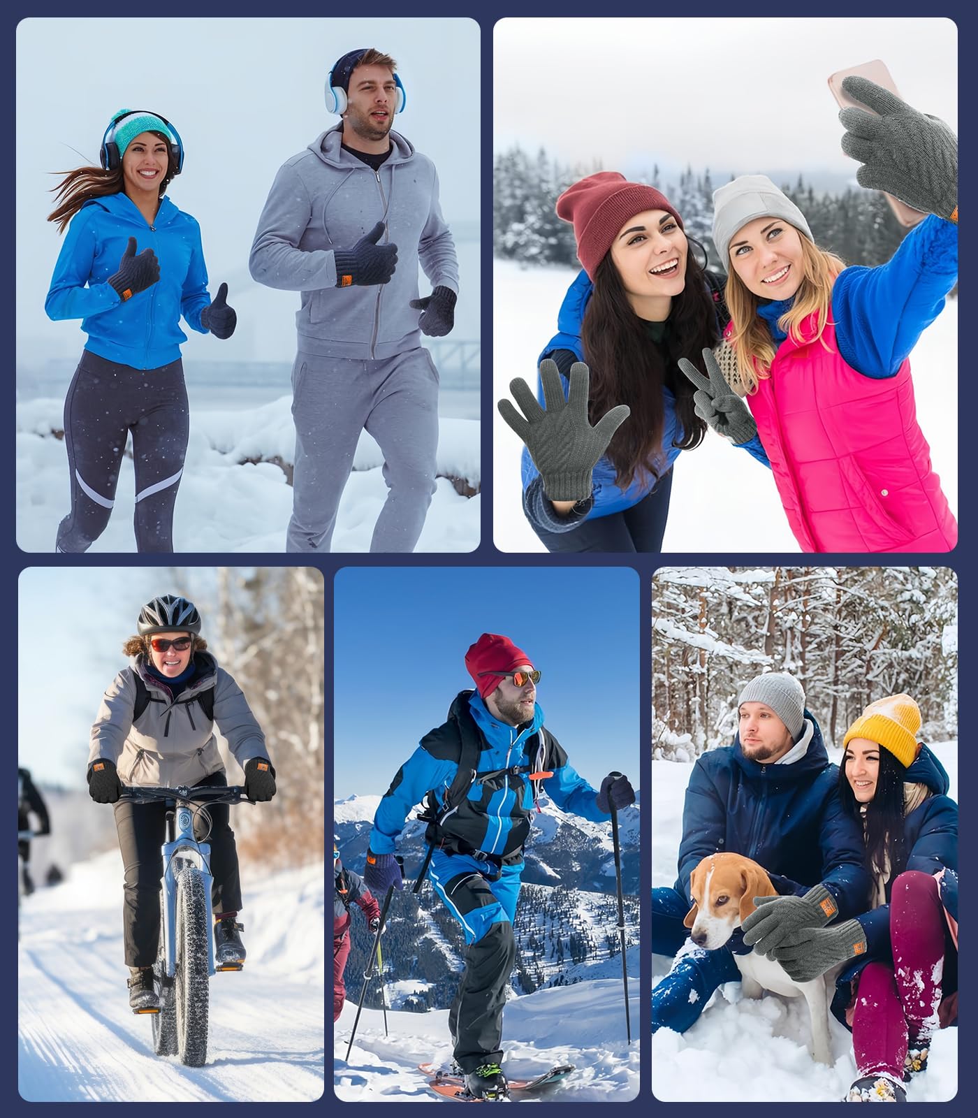 CHENMEI Winter Gloves for Men Women-Warm TouchScreen Cold Weather Gloves,Wool Knit Thermal Adults Gloves for Driving Texting