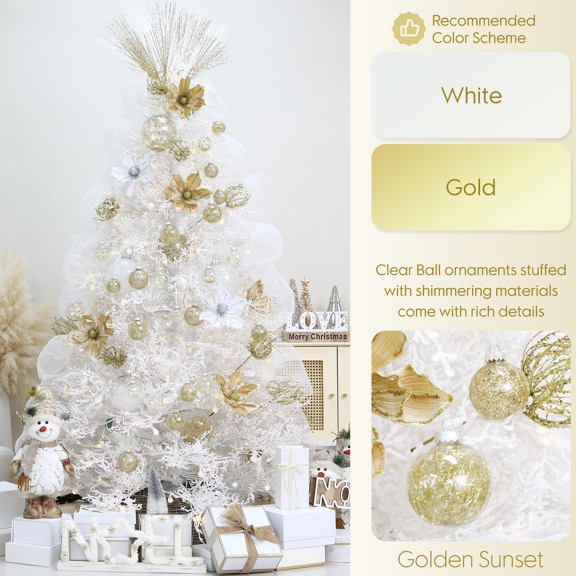 Sea Team Shatterproof Clear Plastic Christmas Ball Ornaments Decorative Xmas Balls Baubles Set with Stuffed Delicate Decorations (80mm/3.15 inch 20-Pack, Babyblue)