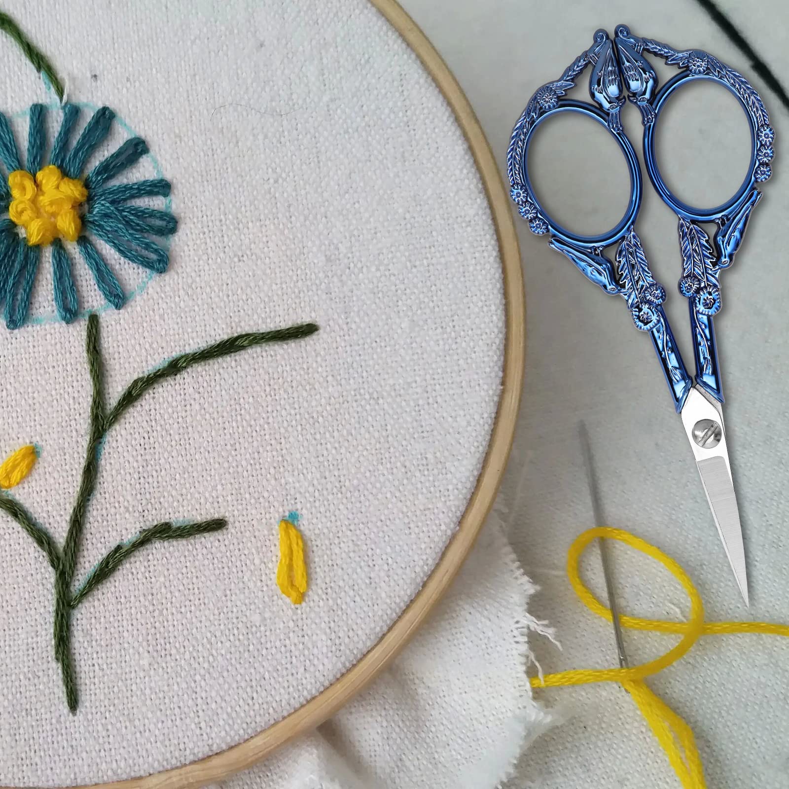 YOUGUOM Small Craft Scissors, Little Travel Sharp Embroidery Scissors All Purpose, Straight Tips Mini Sewing Shears, Precision Detail Thread Cutting Snips