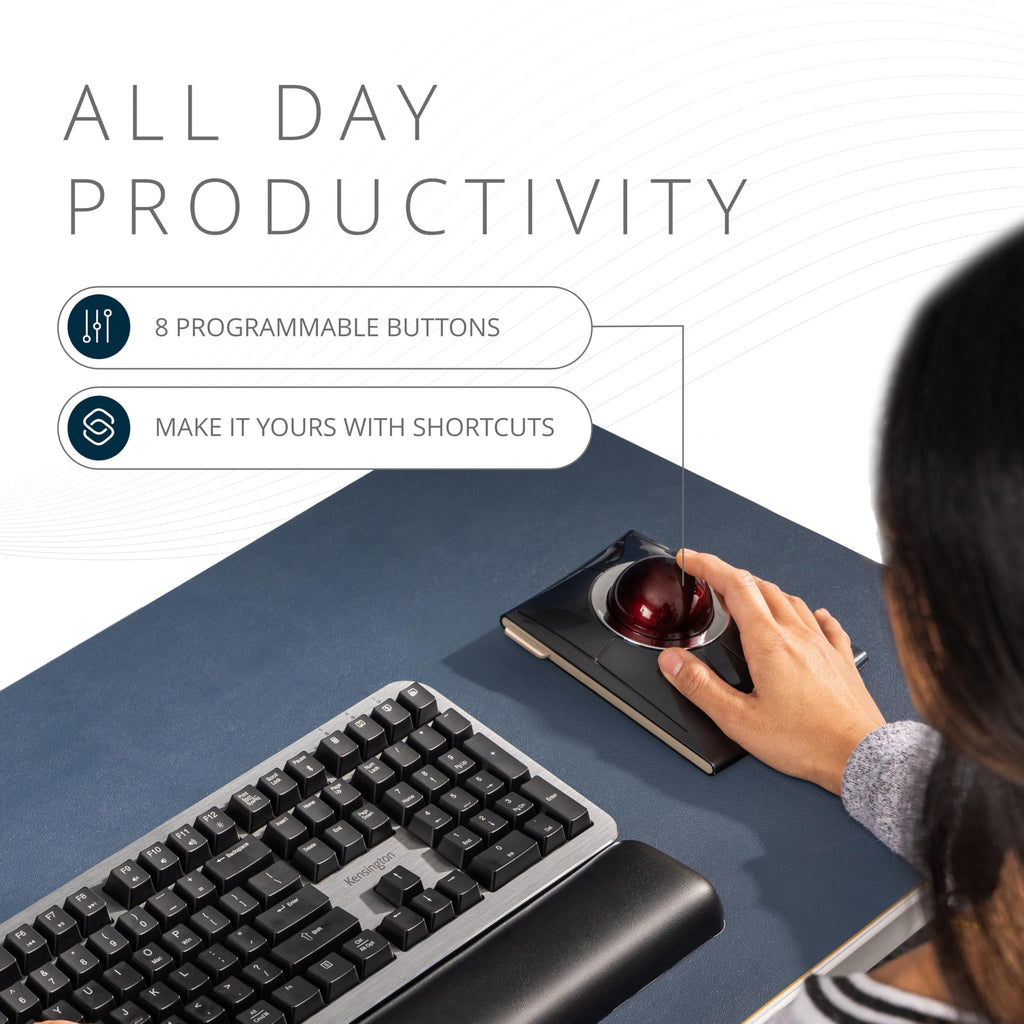 Kensington SlimBlade™ Pro Wireless Trackball, Rechargeable Battery, Bluetooth 2.4GHz Connection Options Black/Gray (K72085WW)