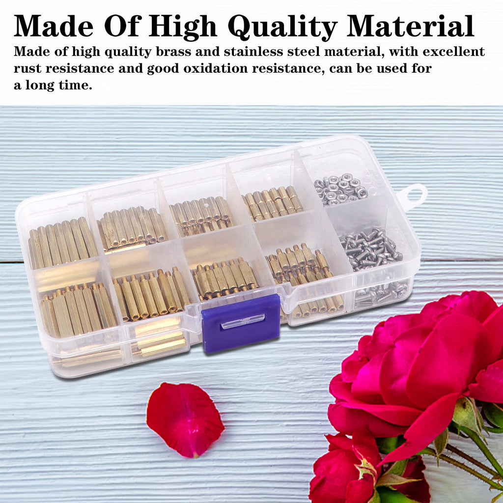 400Pcs M2 Motherboard Standoffs&Screws&Nuts Kit, Hex Male-Female Brass Spacer Standoffs, Laptop Screws for DIY Computer Build, Electronic Projects, Raspberry Pi, Circuit Board etc.