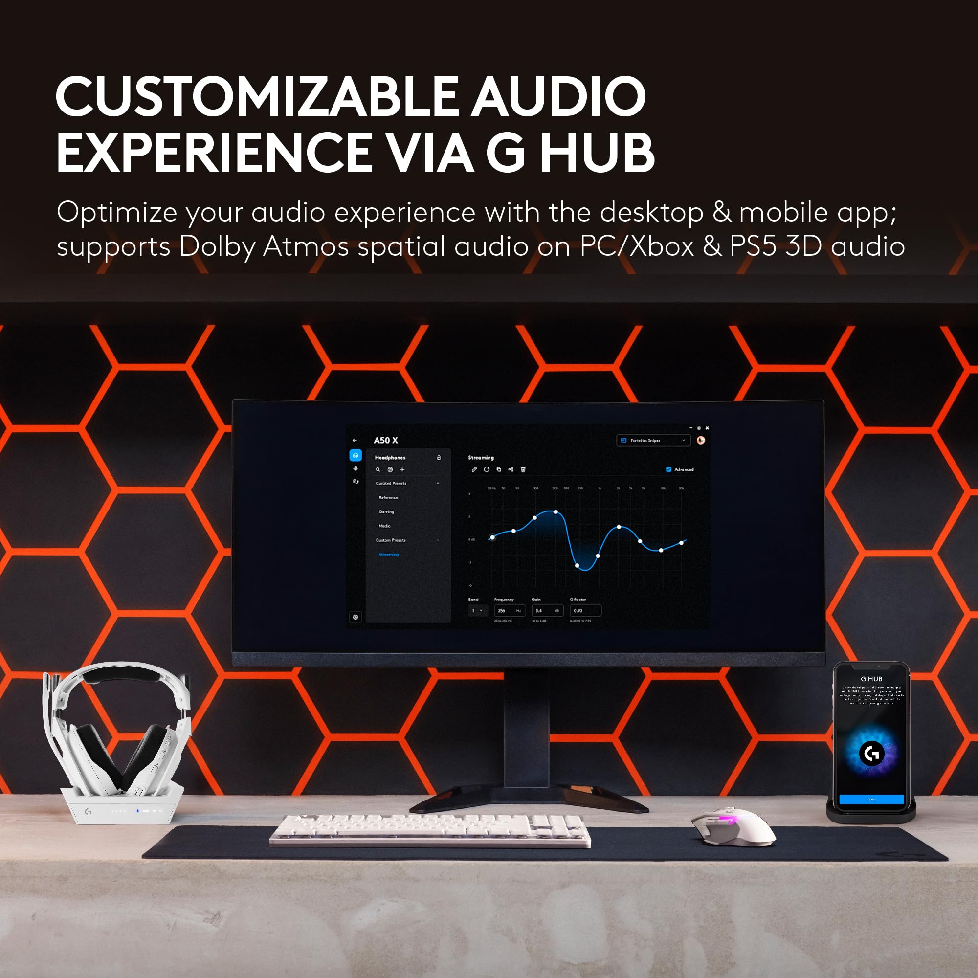 Logitech G Astro A50 X Multi-Platform Wireless Gaming Headset + Base Station for PS5/Xbox/PC: PLAYSYNC Video & Audio Switcher, HDMI 2.1 4K 120Hz VRR, <24bit/48kHz, 24hr Battery, 2.4GHz & BT - Black