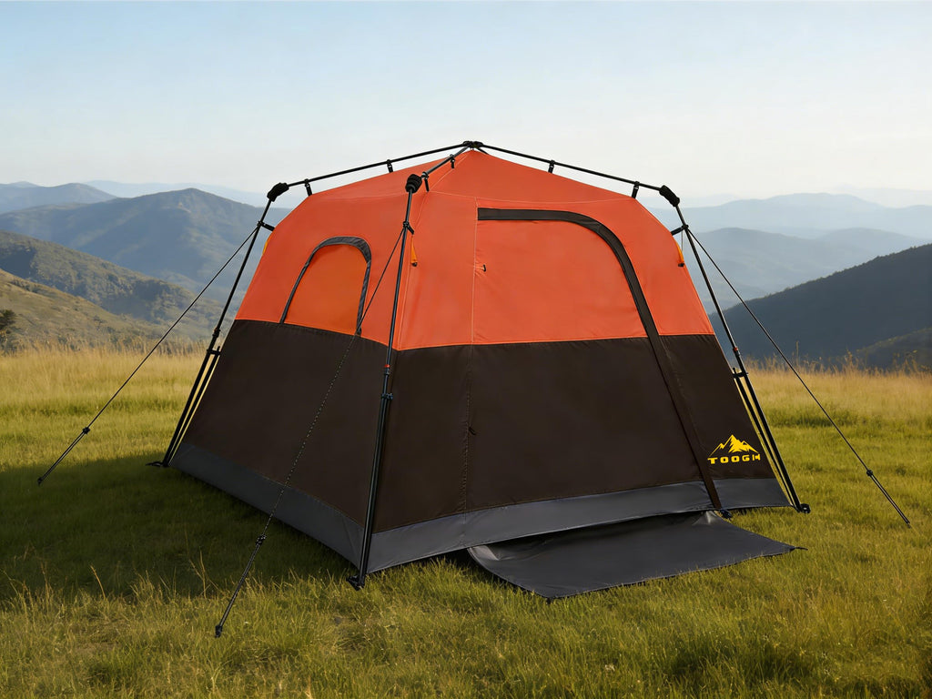3/4 Person Camping Tent with 1 Door, 4 Windows, and Upgraded Ventilation– Instant Setup, Waterproof, 8'x 8'x 67''Oxford Fabric Floor Pop Up in 60 Seconds Includes Rainfly and Backpack