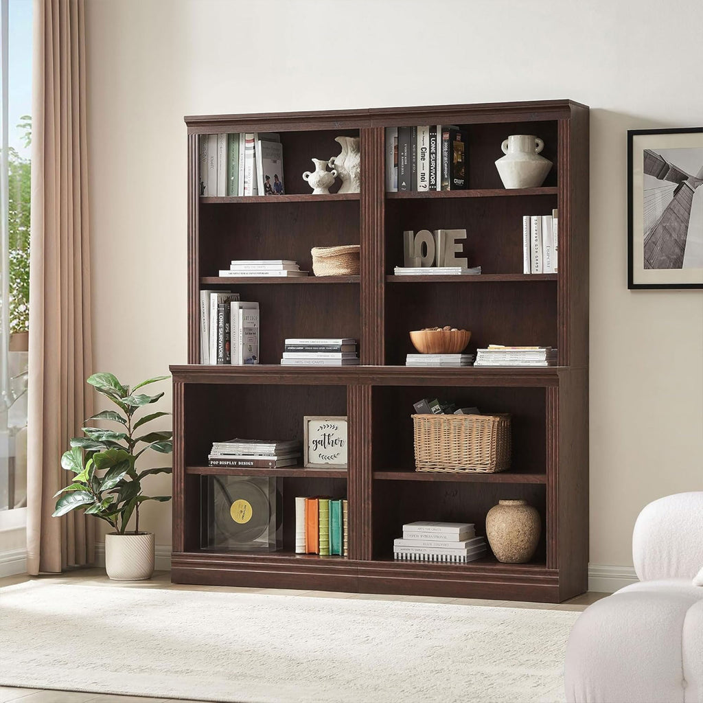 JAHRSTIM Halston Bookshelf, 5-Tier Tall Deep Storage Shelf, Adjustable Open Shelving Unit Closet Organizer and Storage for Living Room Home Office Bedroom, Modular Deep Bookcase Bookshelves