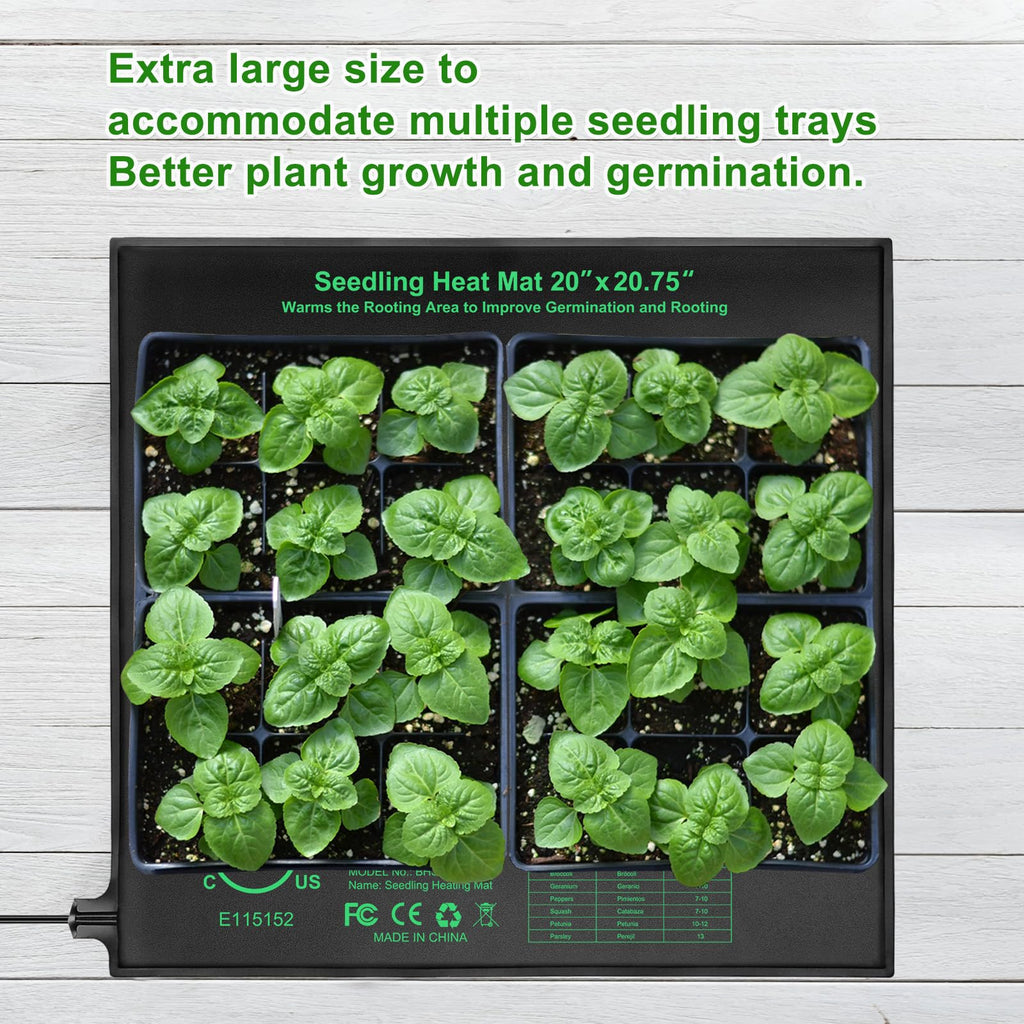 Seedling Heat Mat Hydroponic Plants Heating Pad, Seed Starting Greenhouse and Germination, Waterproof Durable Heating Pad for Indoor Home Gardening Seed Starter(10“x20.75”)