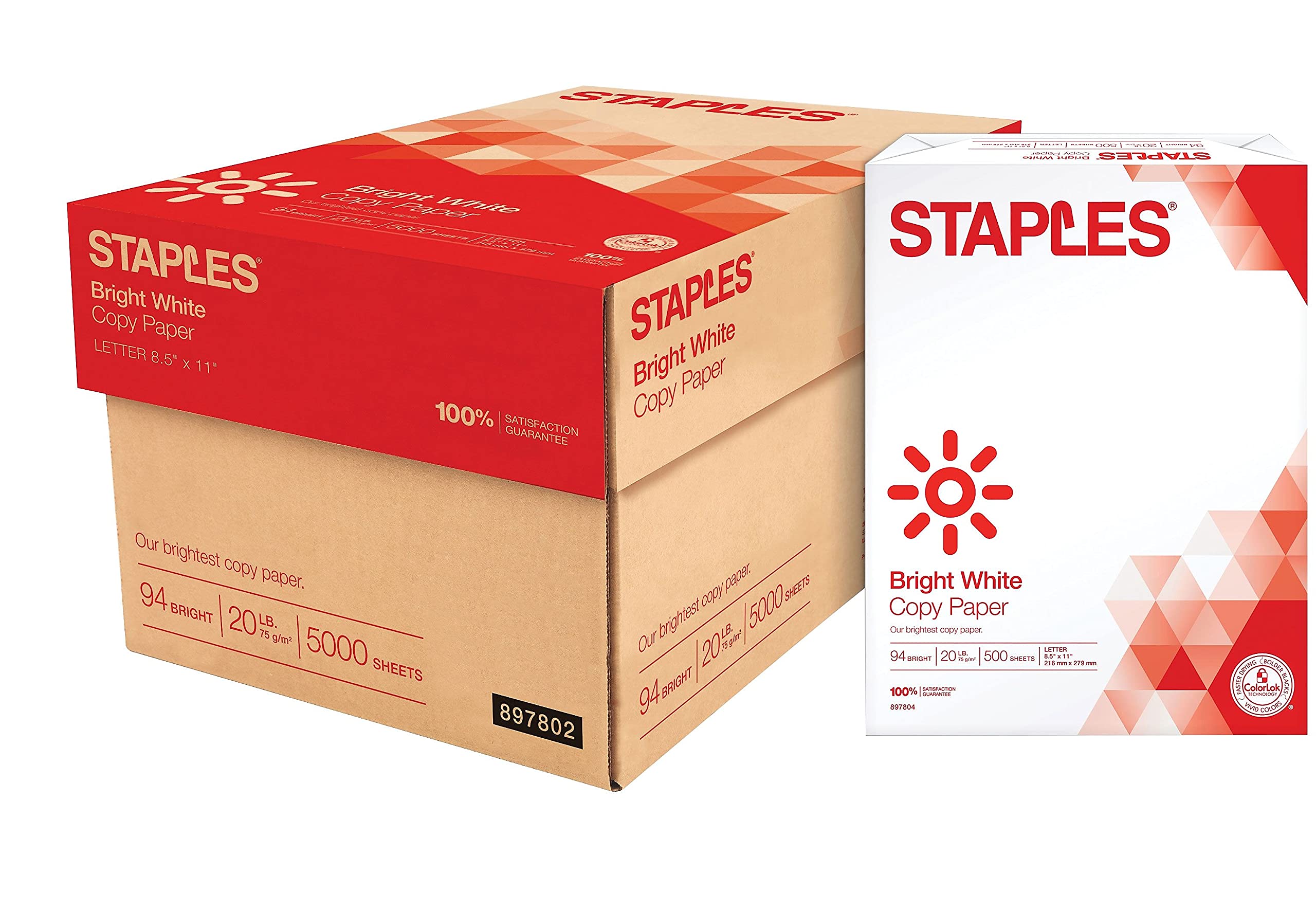 Staples Multiuse Copy Paper, 20 Lb, 94 Bright, 8 1/2" x 11", White, 3-Ream Case, For Office, School & Home