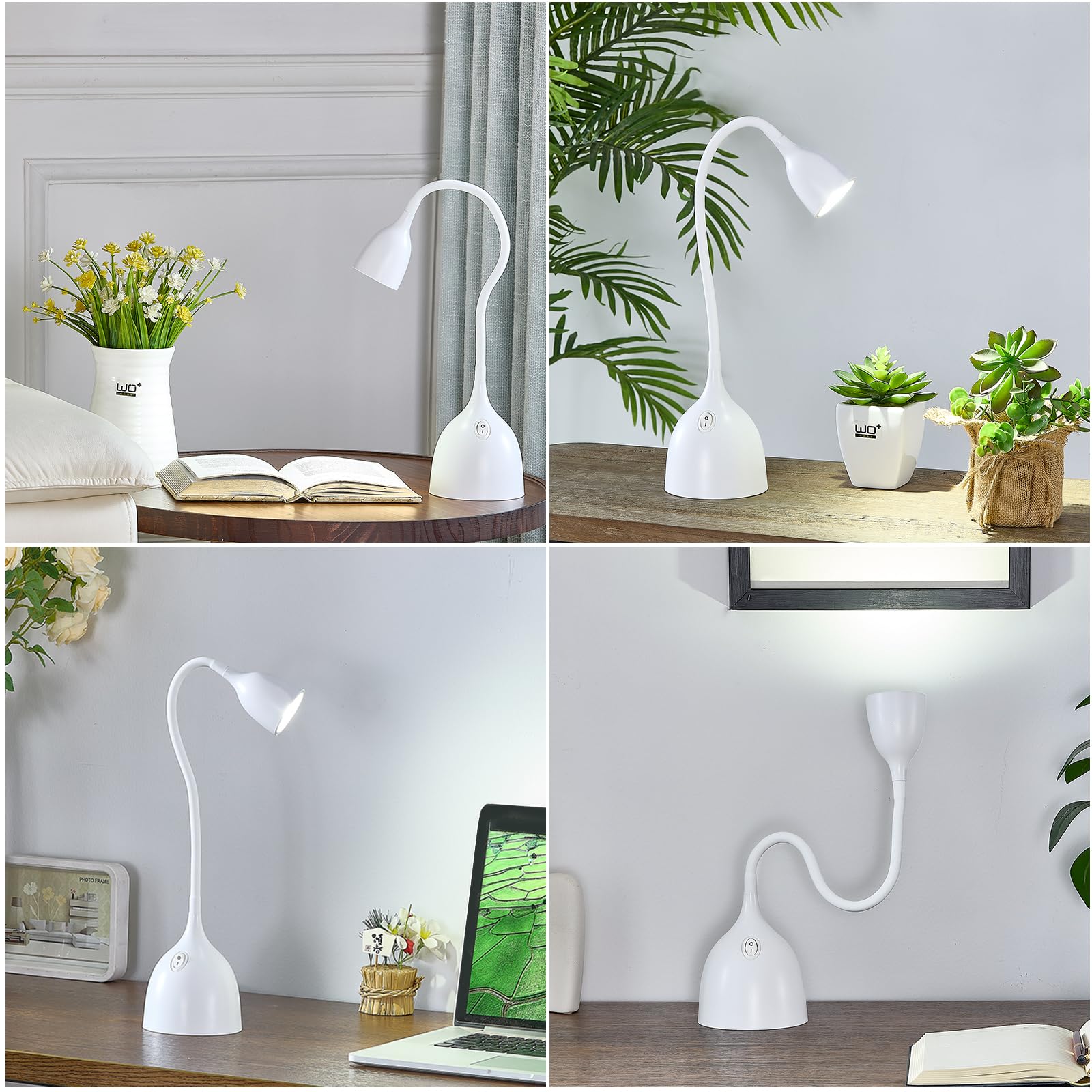 EJIAXIN Gooseneck Desk Lamp 360° LED Flexible Reading Light Small Desk Lamps for Small Spaces Home Office Bedroom College Dorm Desk Bookshelf Nightstand Table Lamp (Purple)