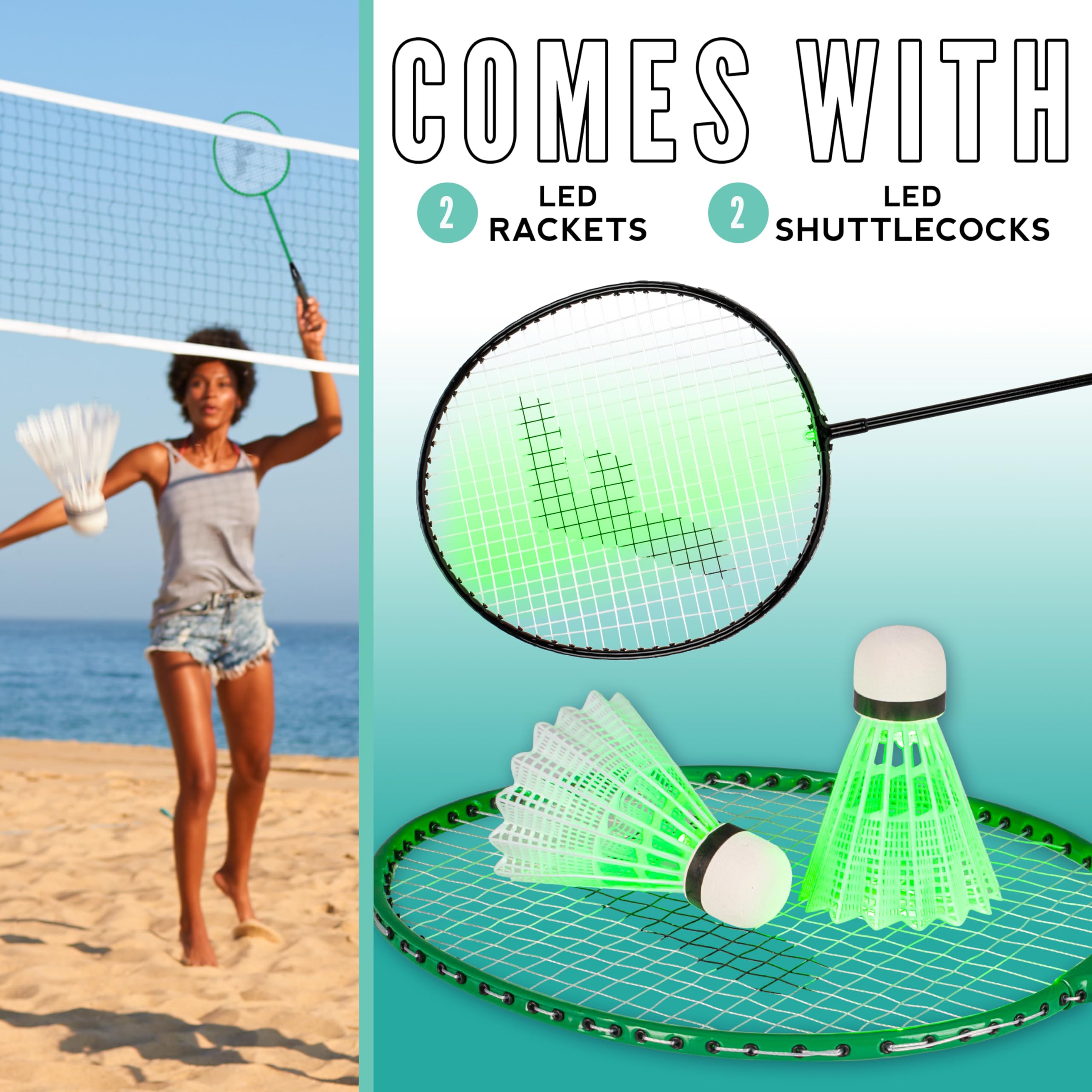 Franklin Sports Badminton Racket + Birdie Set - Replacement Badminton Equipment for Kids + Adults - 2 Player - 4 Player Badminton Racket Sets